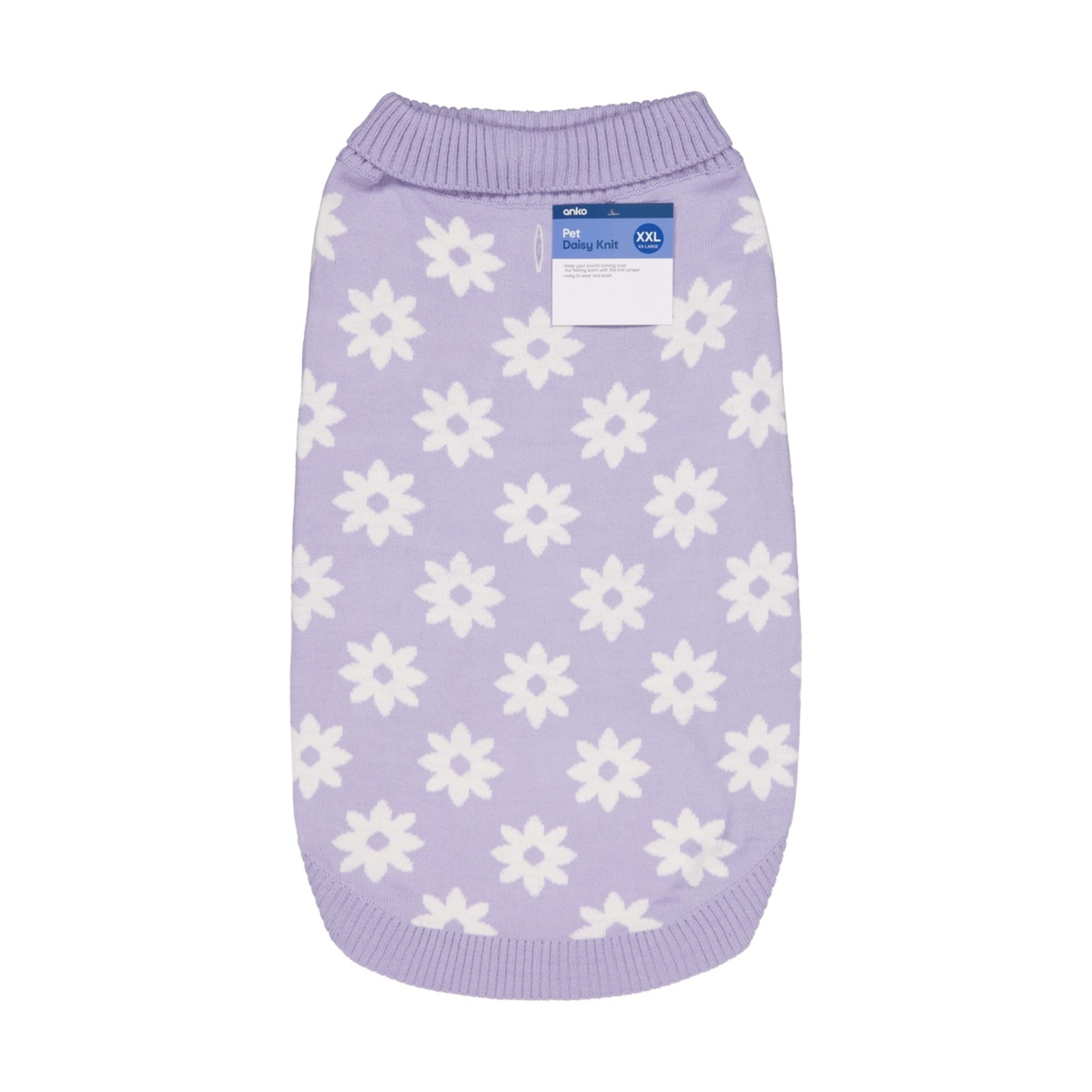 10 Pet Daisy Knit Jumper - Extra Extra Large, Purple, 10 of 10