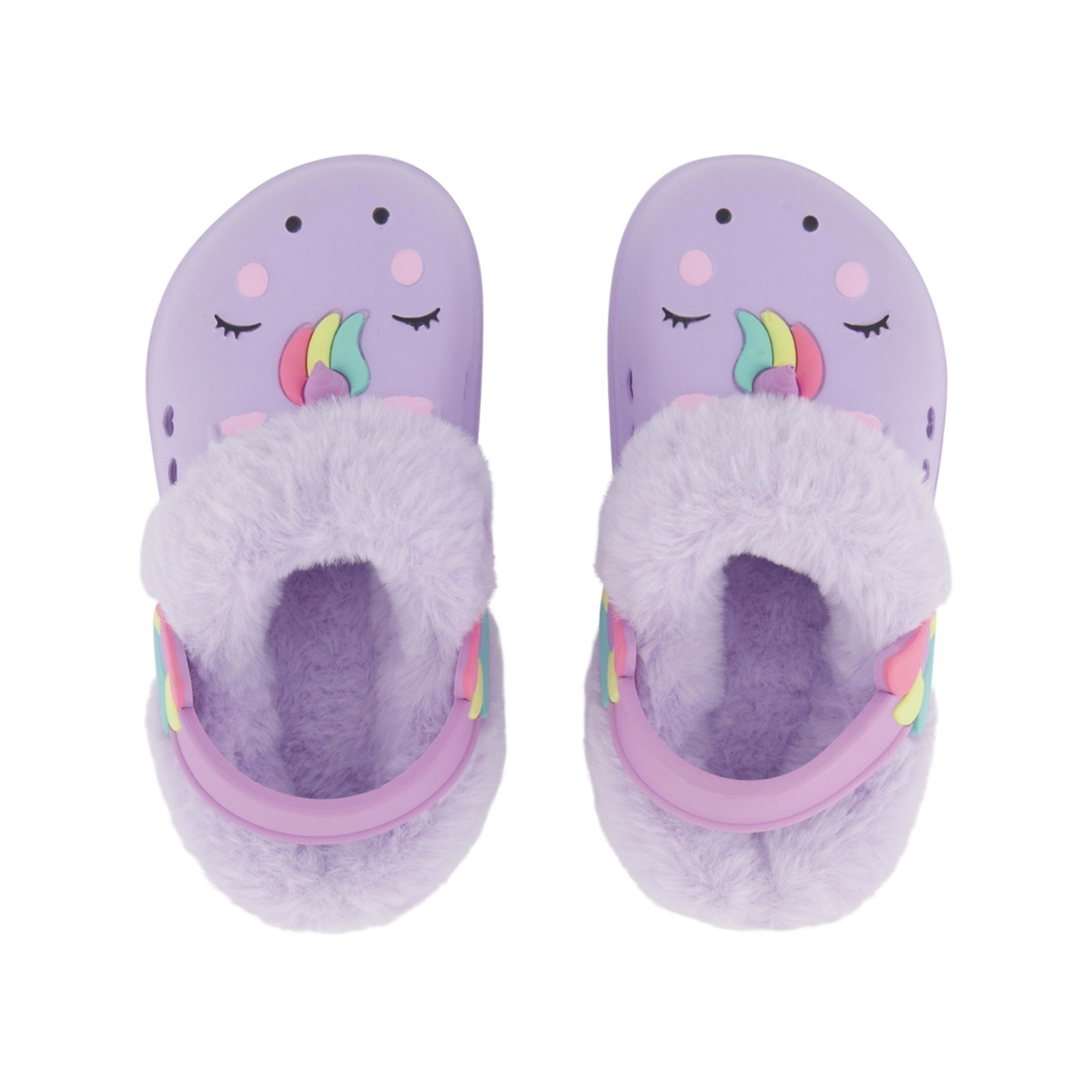 3 Junior Faux Fur Lined Clogs Ashley Lilac Unicorn, 3 of 4