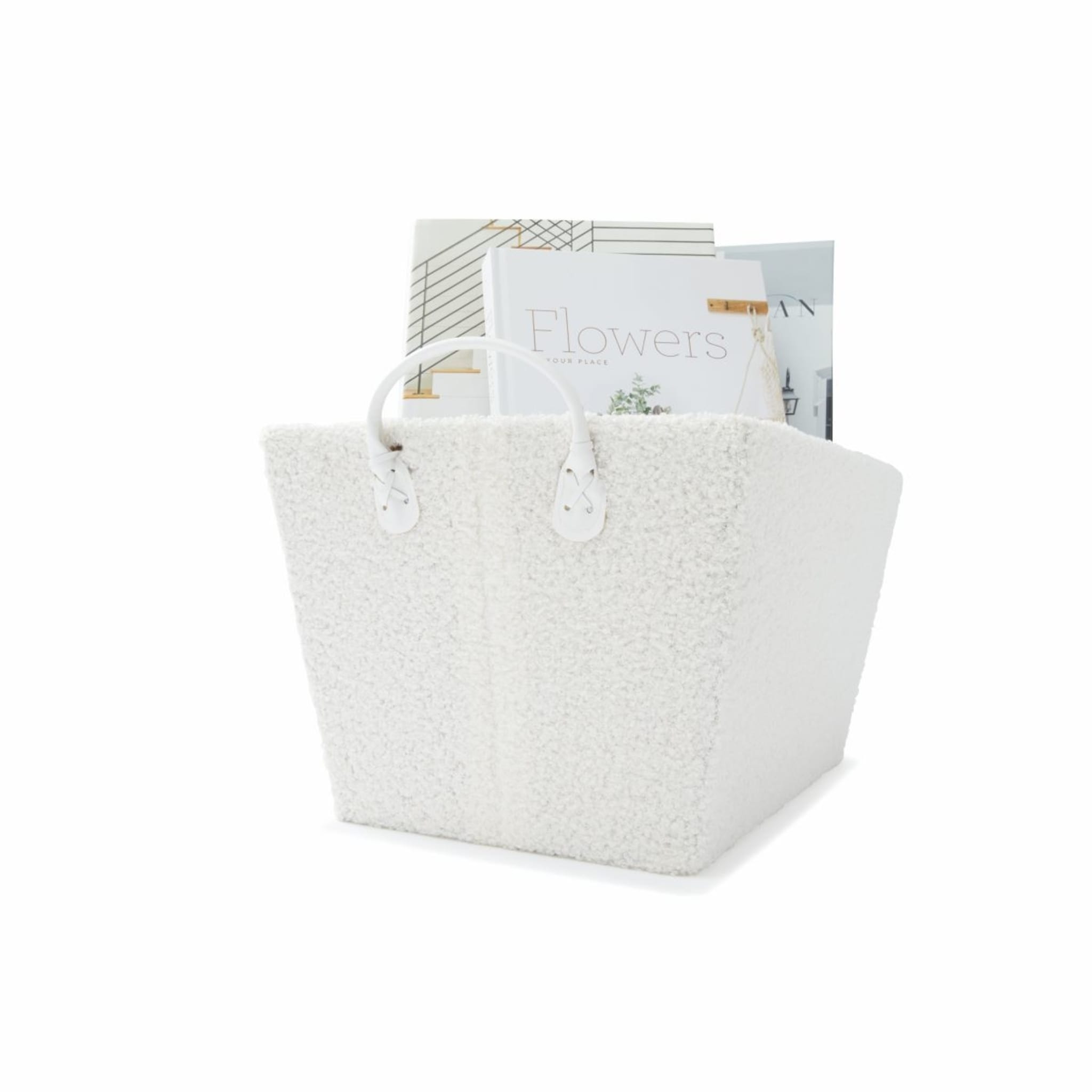 Rectangle Boucle Tapered Basket White Kmart