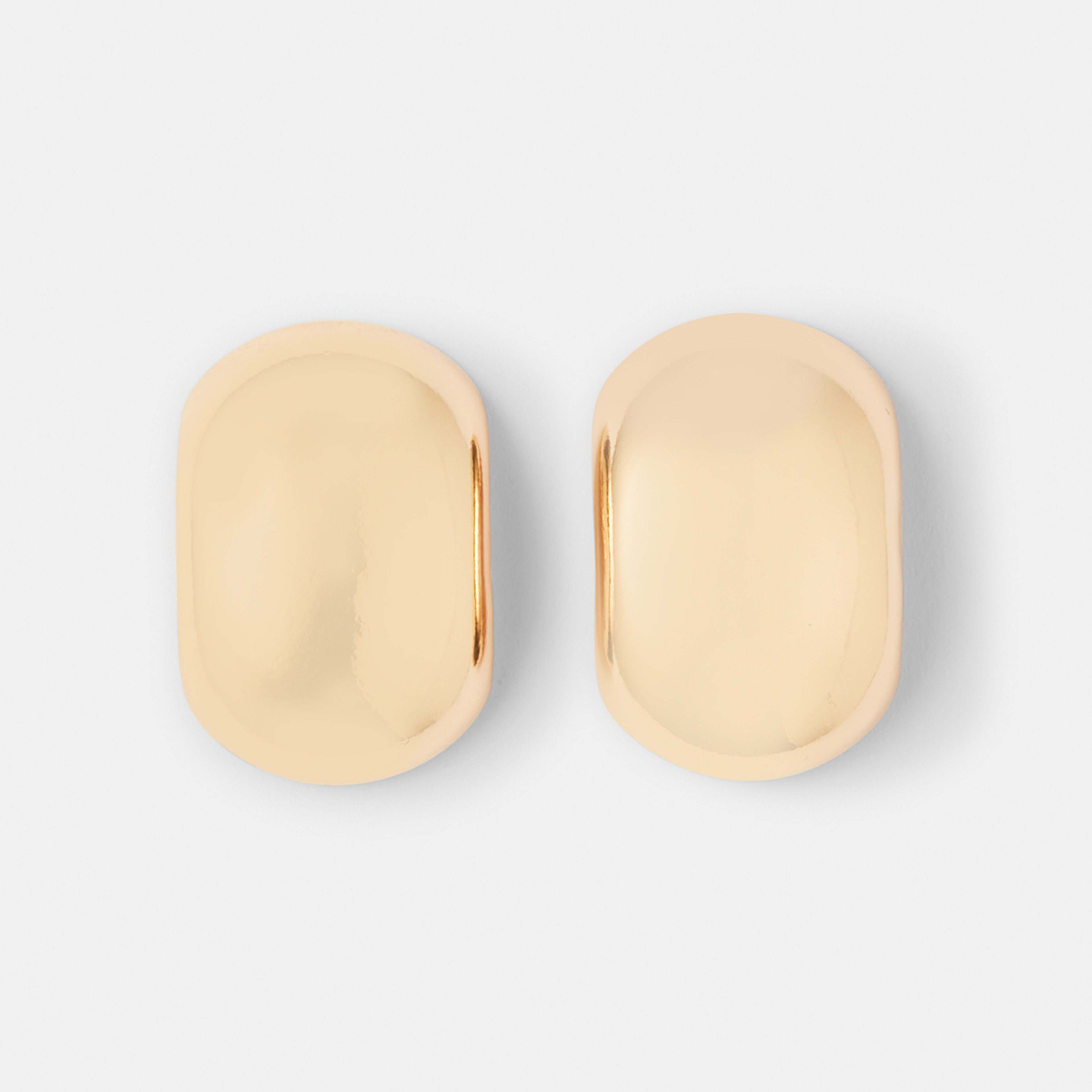 1 Oval Stud Earrings - Gold Tone