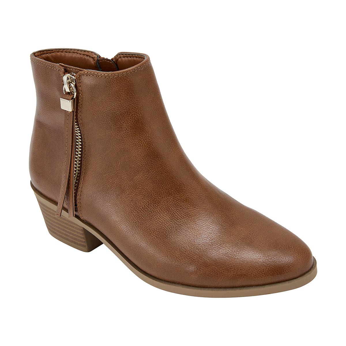 Microsuede Zip Detail Block Heel Boots 