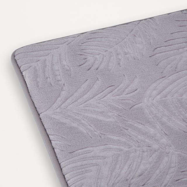 Embossed Leaf Memory Foam Bath Mat Silver Kmart