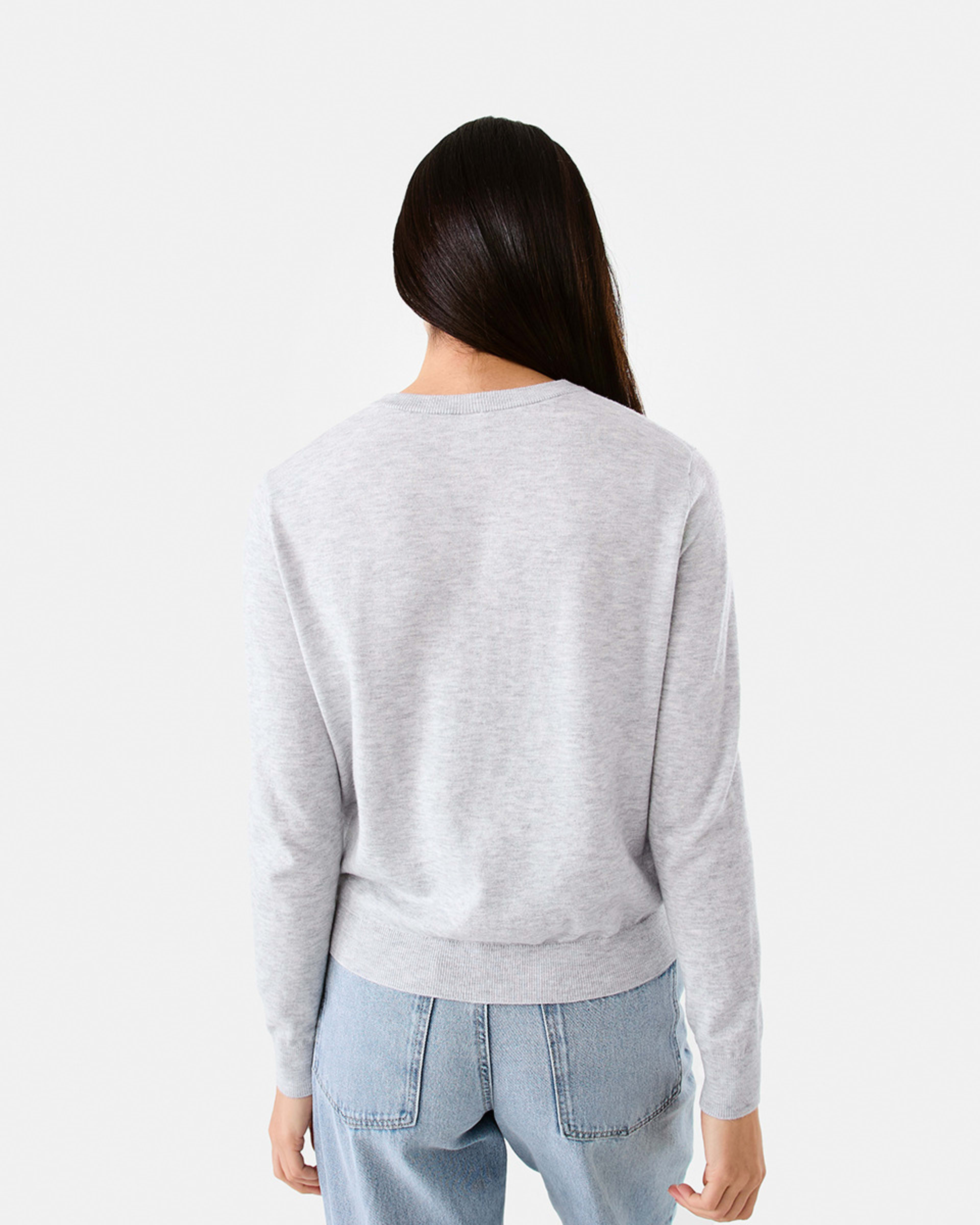 3 Lightweight Crew Neck Cardigan SILVER MARLE, 3 of 5