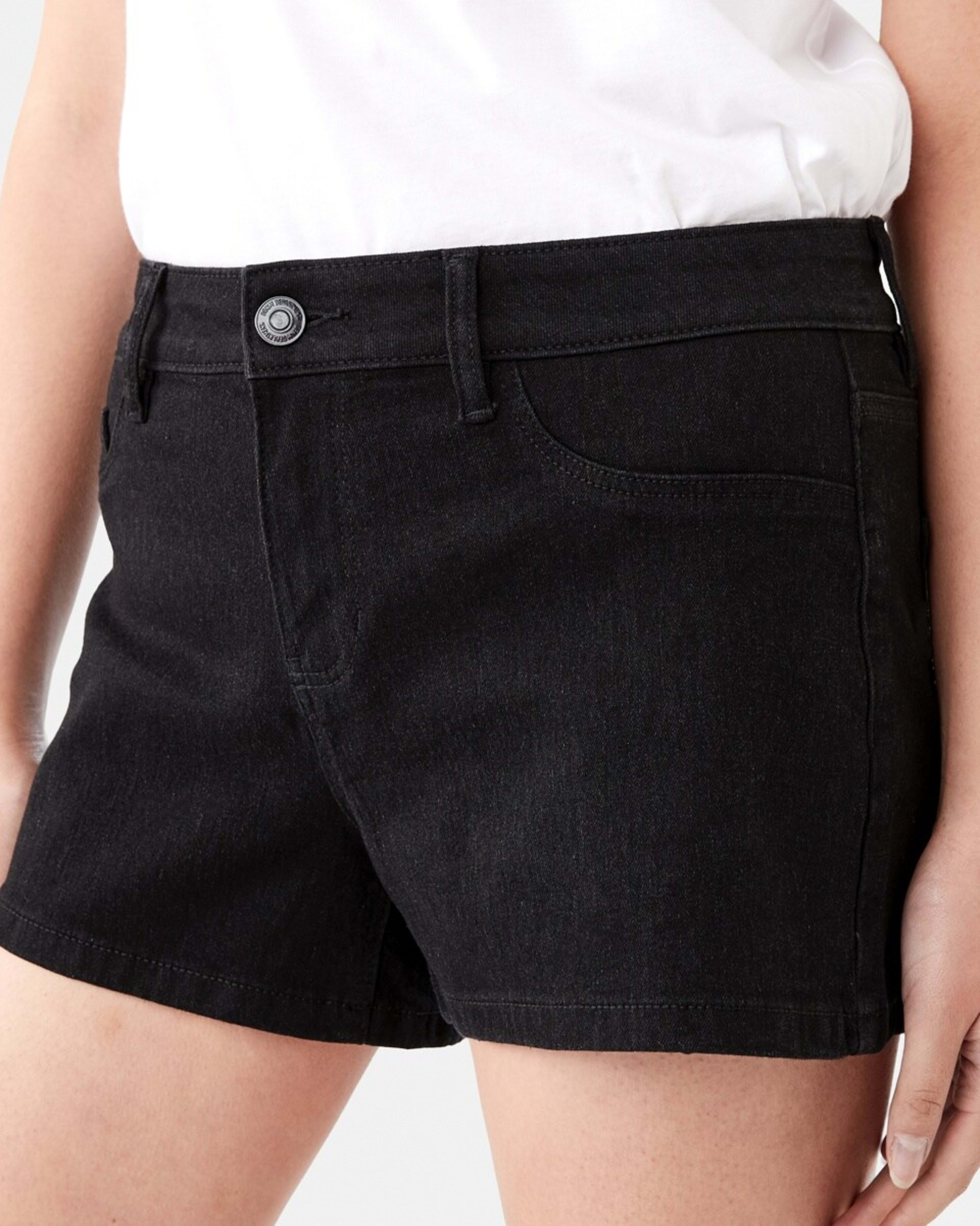 3 Mid Rise Denim Shorts BLACK WASH, 3 of 8
