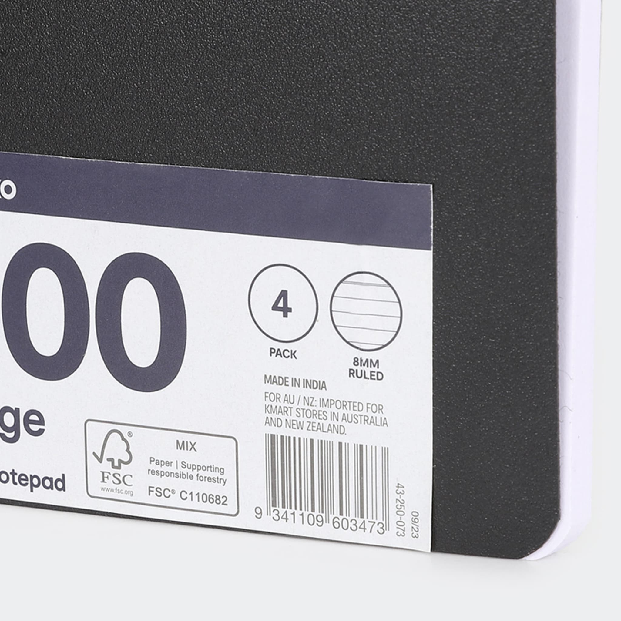 4 Pack A7 Notepad Black Kmart