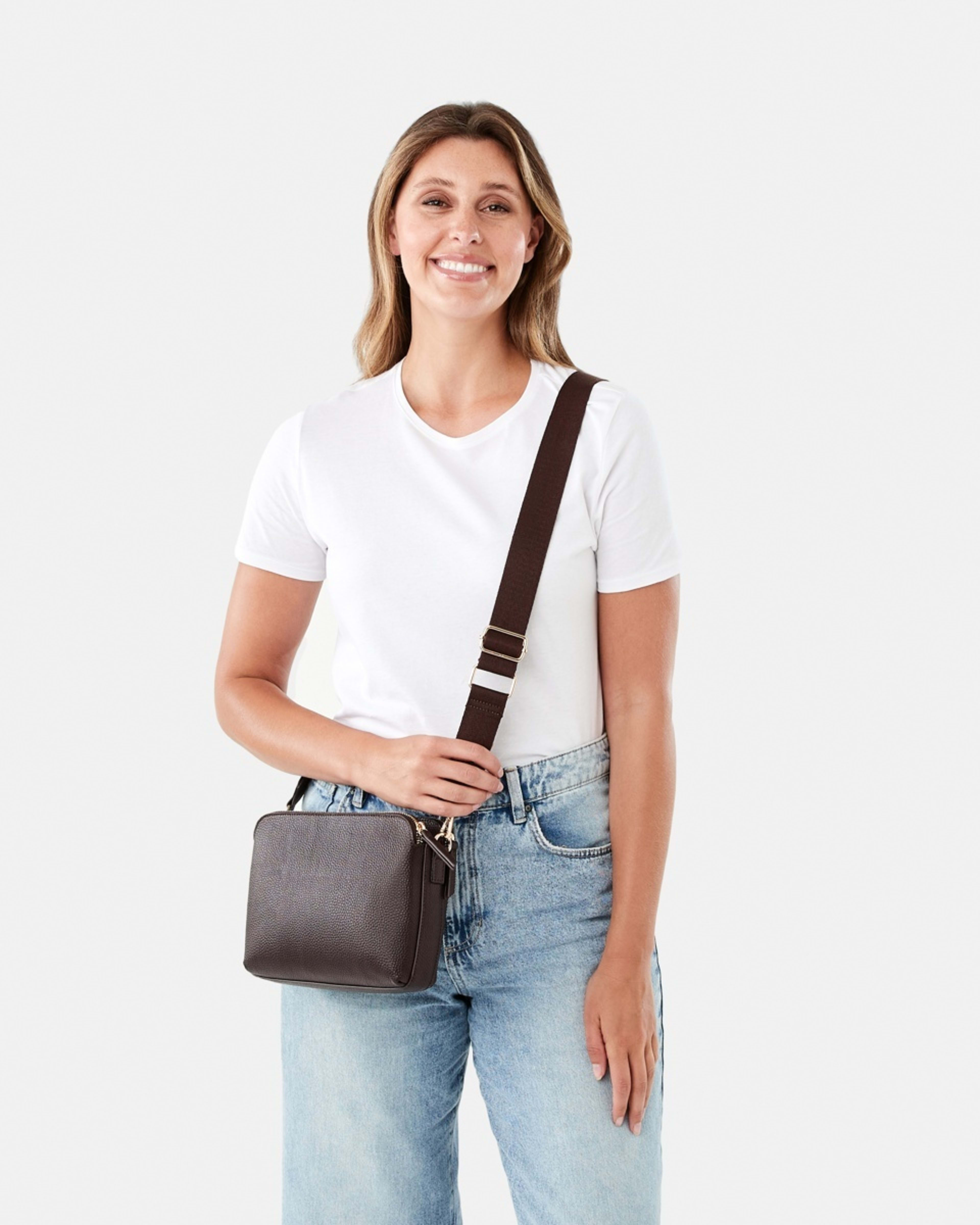5 Double Pocket Crossbody Bag CHOCOLATE PLUM, 5 of 5