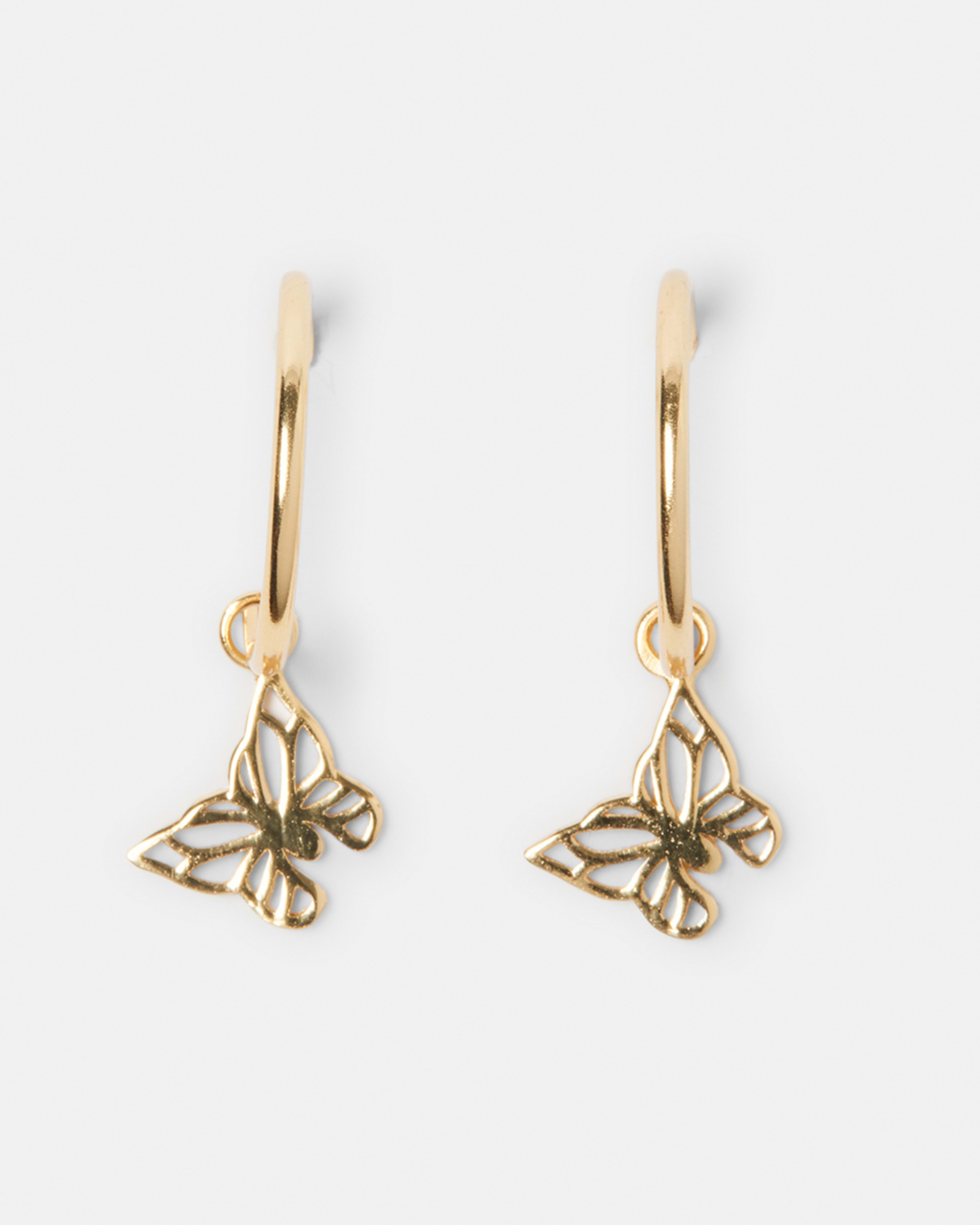 Gold Plated Sterling Silver Butterfly Hoop Earrings Kmart