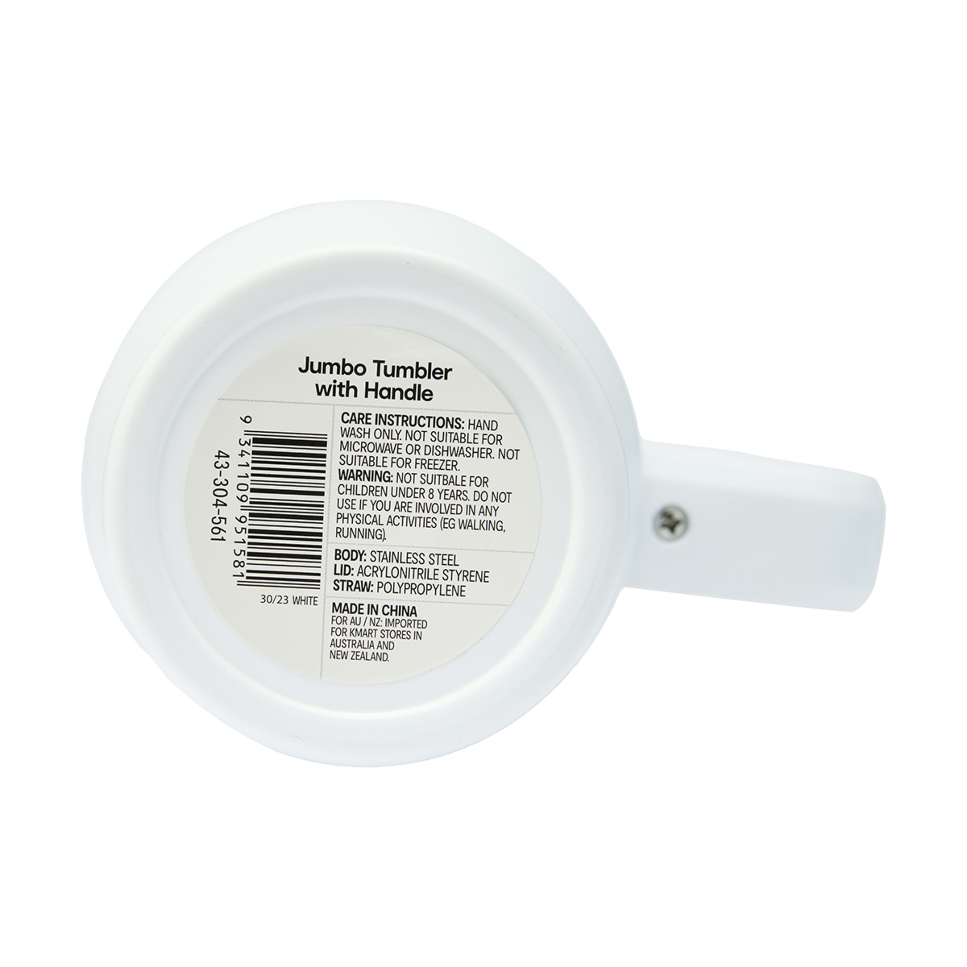9 1.18L White Jumbo Tumbler with Handle, 9 of 10