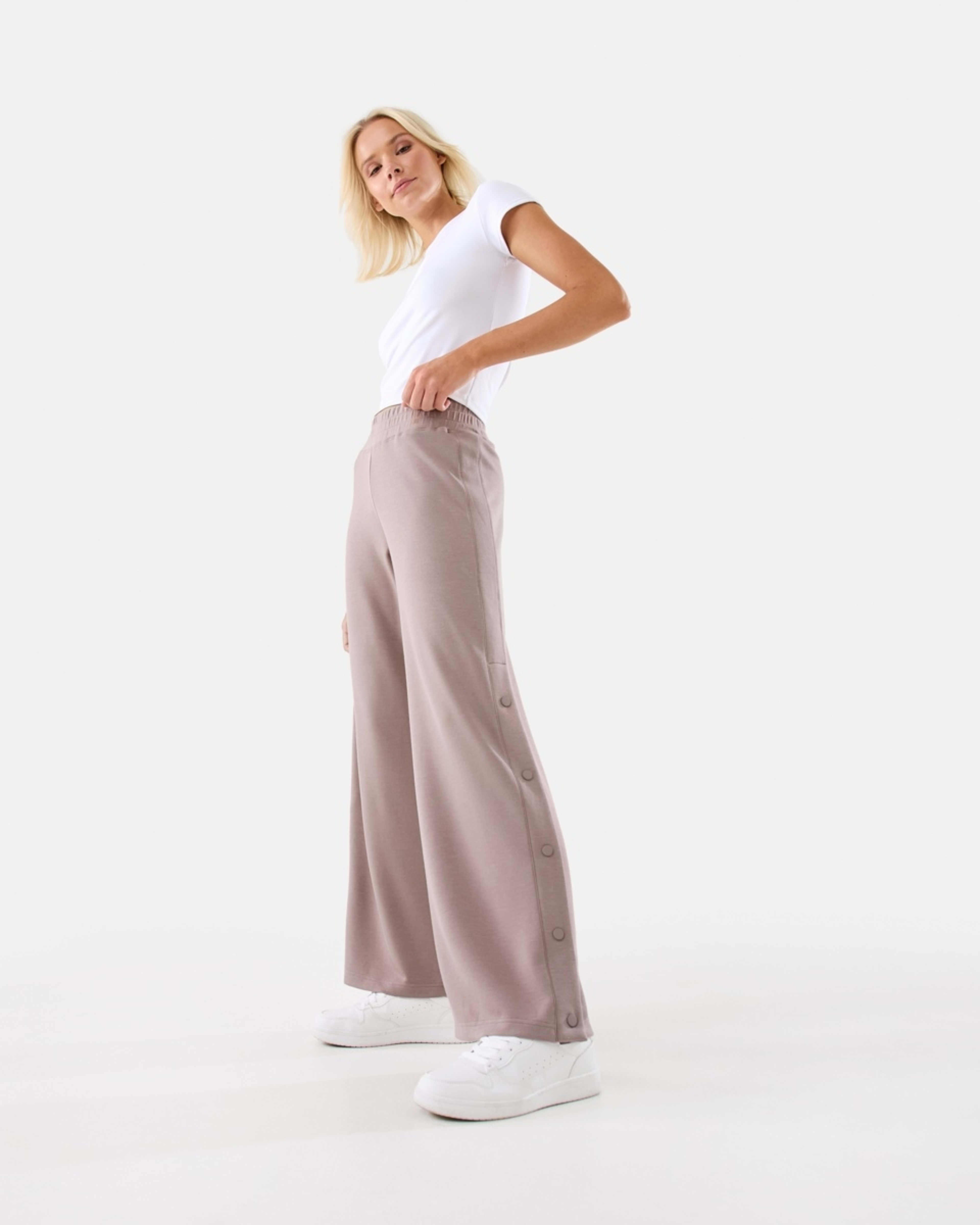 3 Active Womens Snap Trackpants Taupe Tawn, 3 of 10