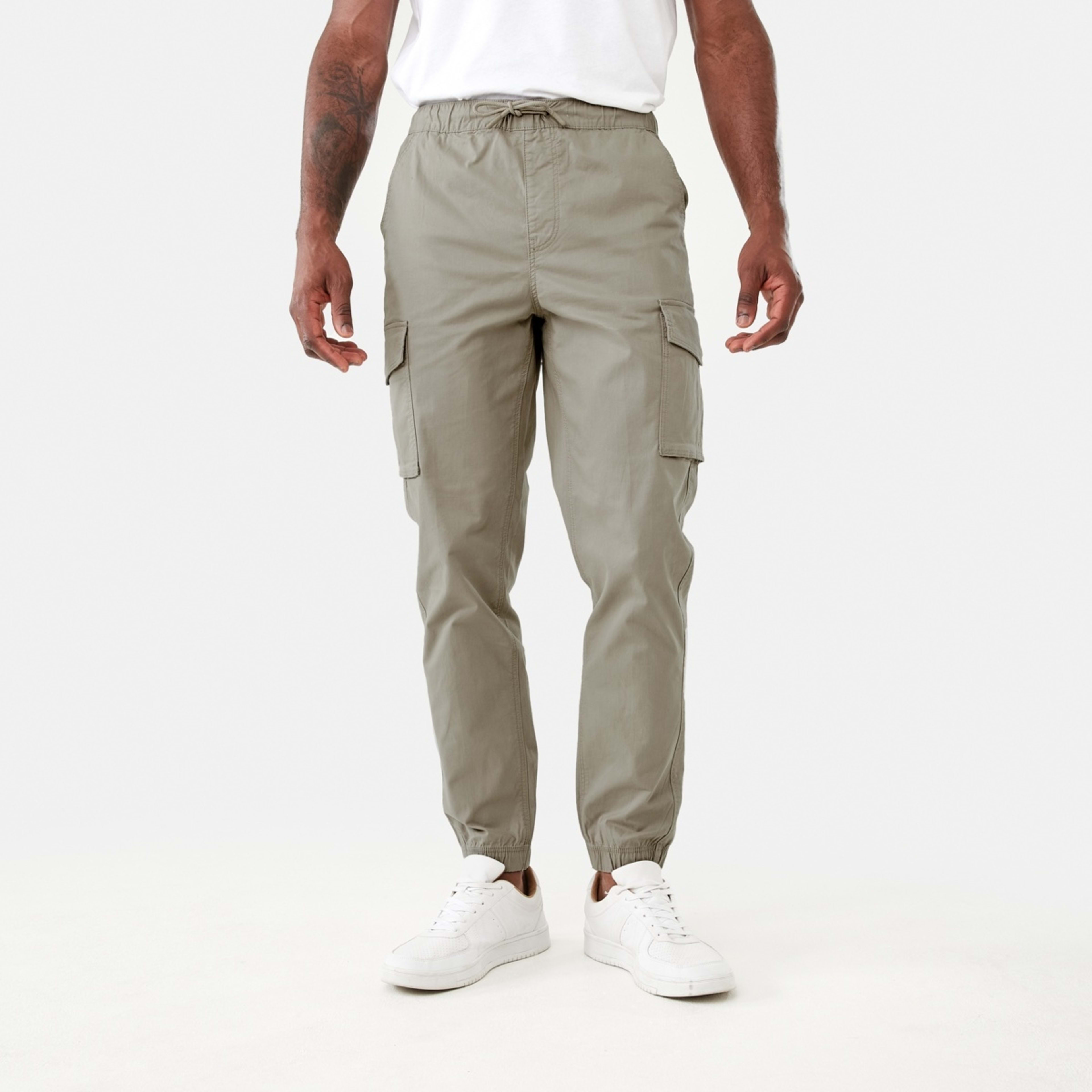 1 Elastic Waist and Cuffed Cargo Pants Aluminium, 1 of 7