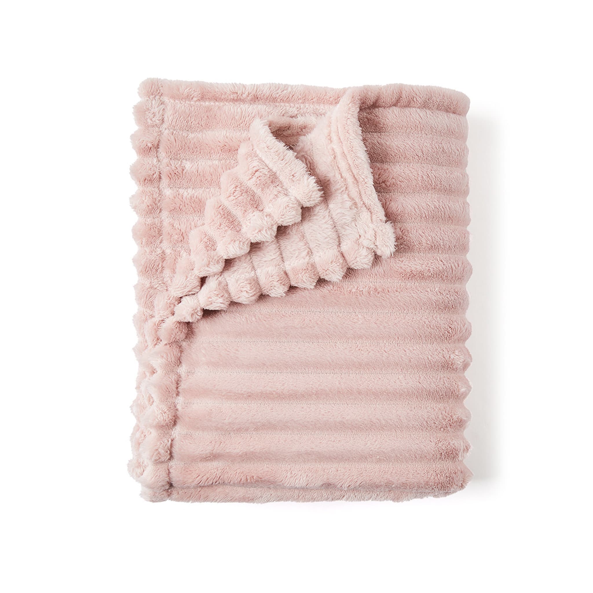 Ribbed Faux Fur Throw Pink Kmart NZ