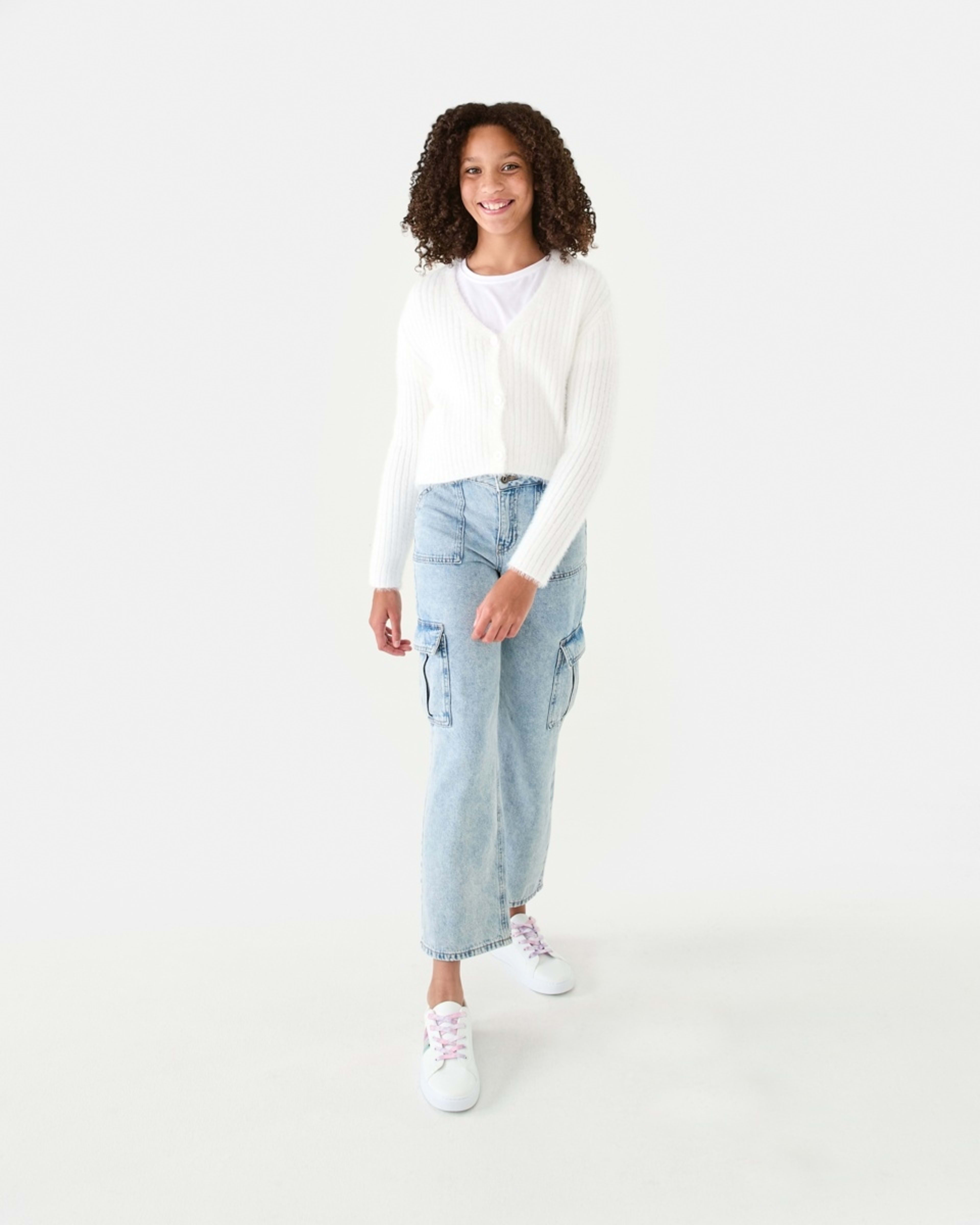 6 Crop Rib Cardigan Cream, 6 of 9