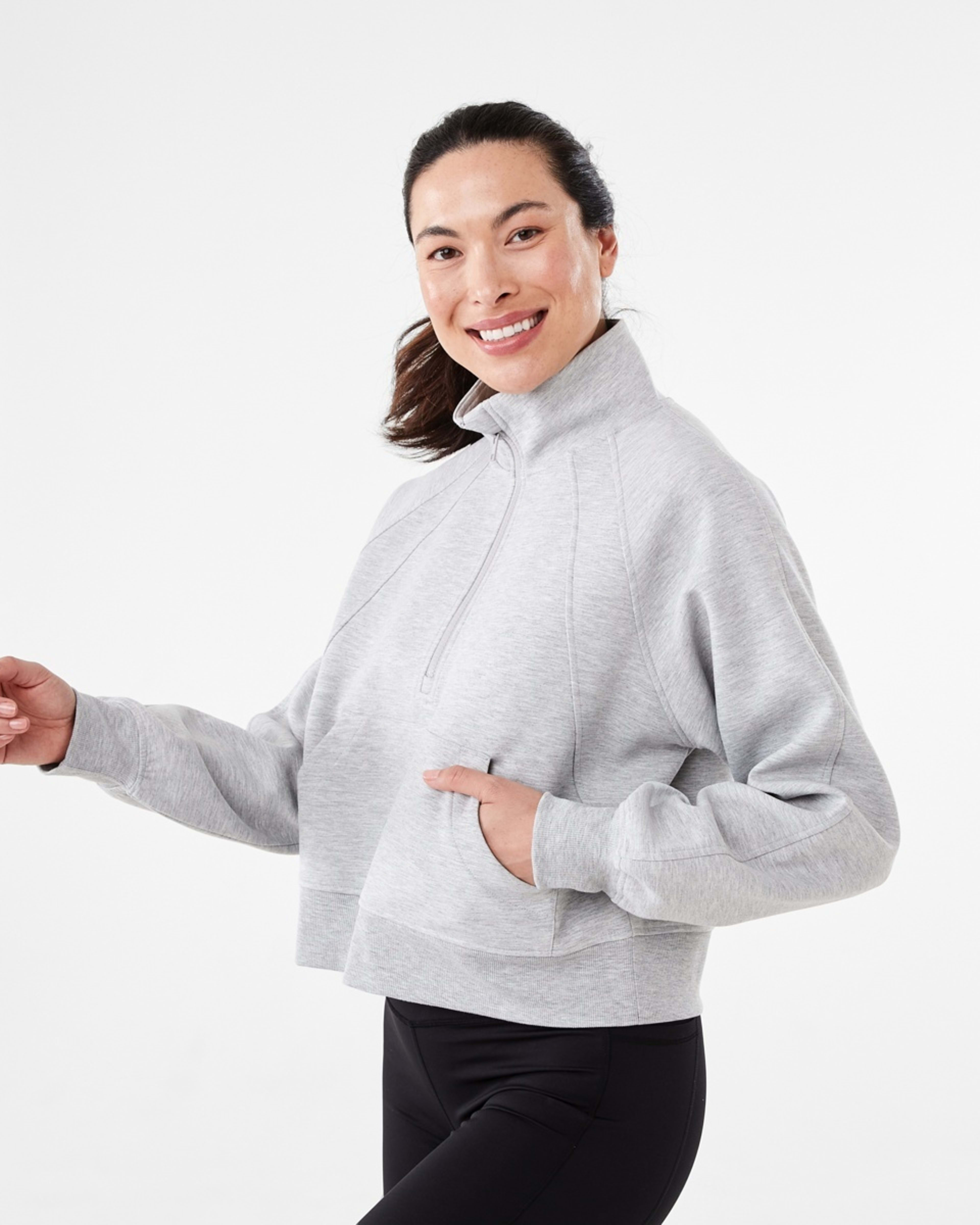 2 Active Womens Half Zip Long Sleeve Sweatshirt Grey Marle, 2 of 6