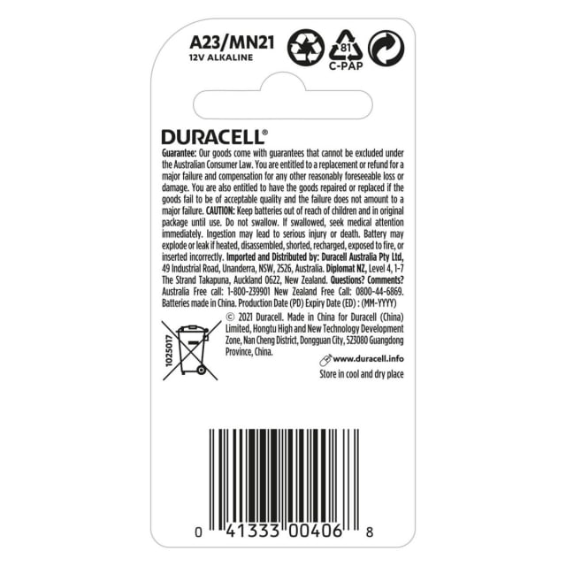 2 Pack Duracell Specialty A23/MN21 Alkaline Batteries Kmart