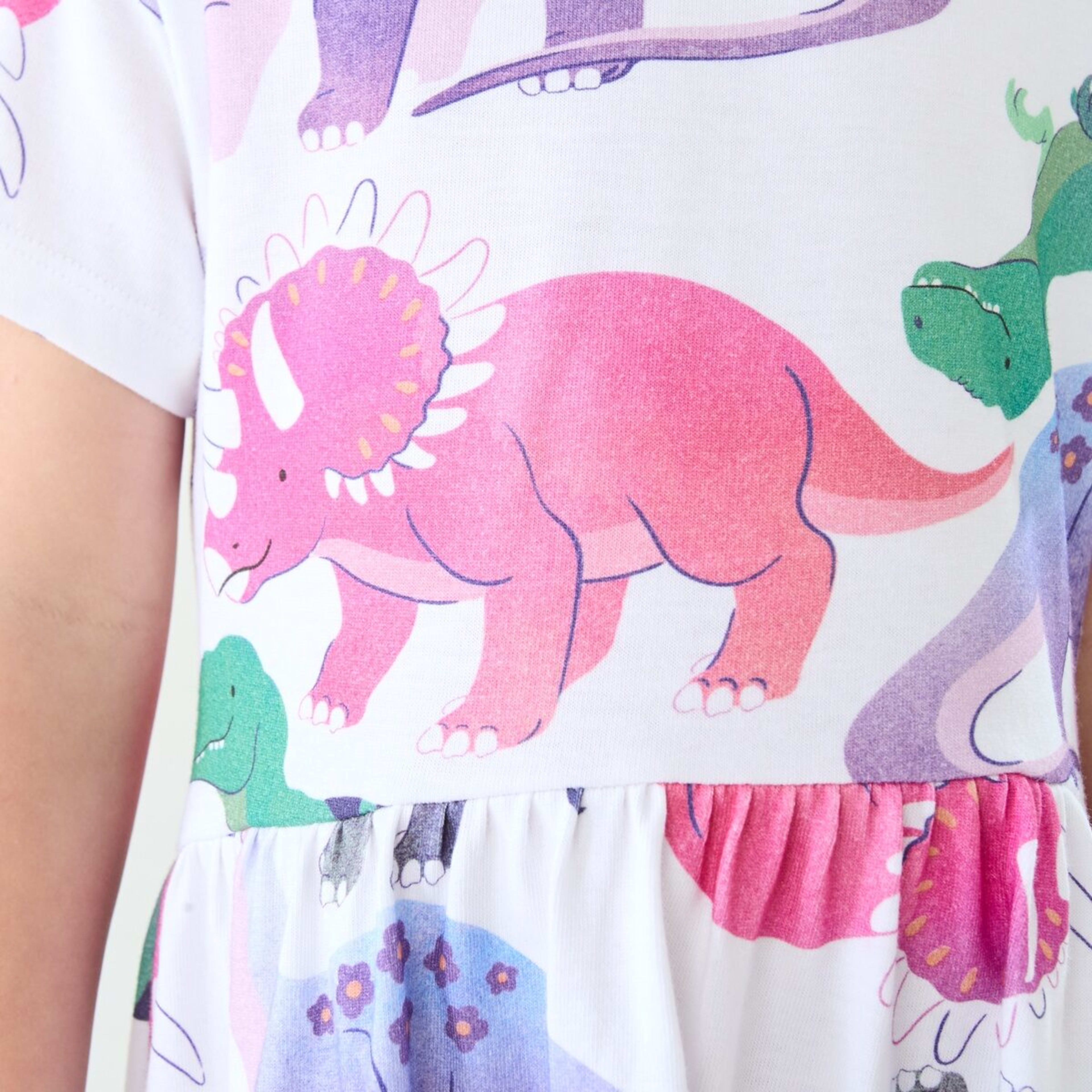 4 Jersey Dress Joyful Dinos White, 4 of 10