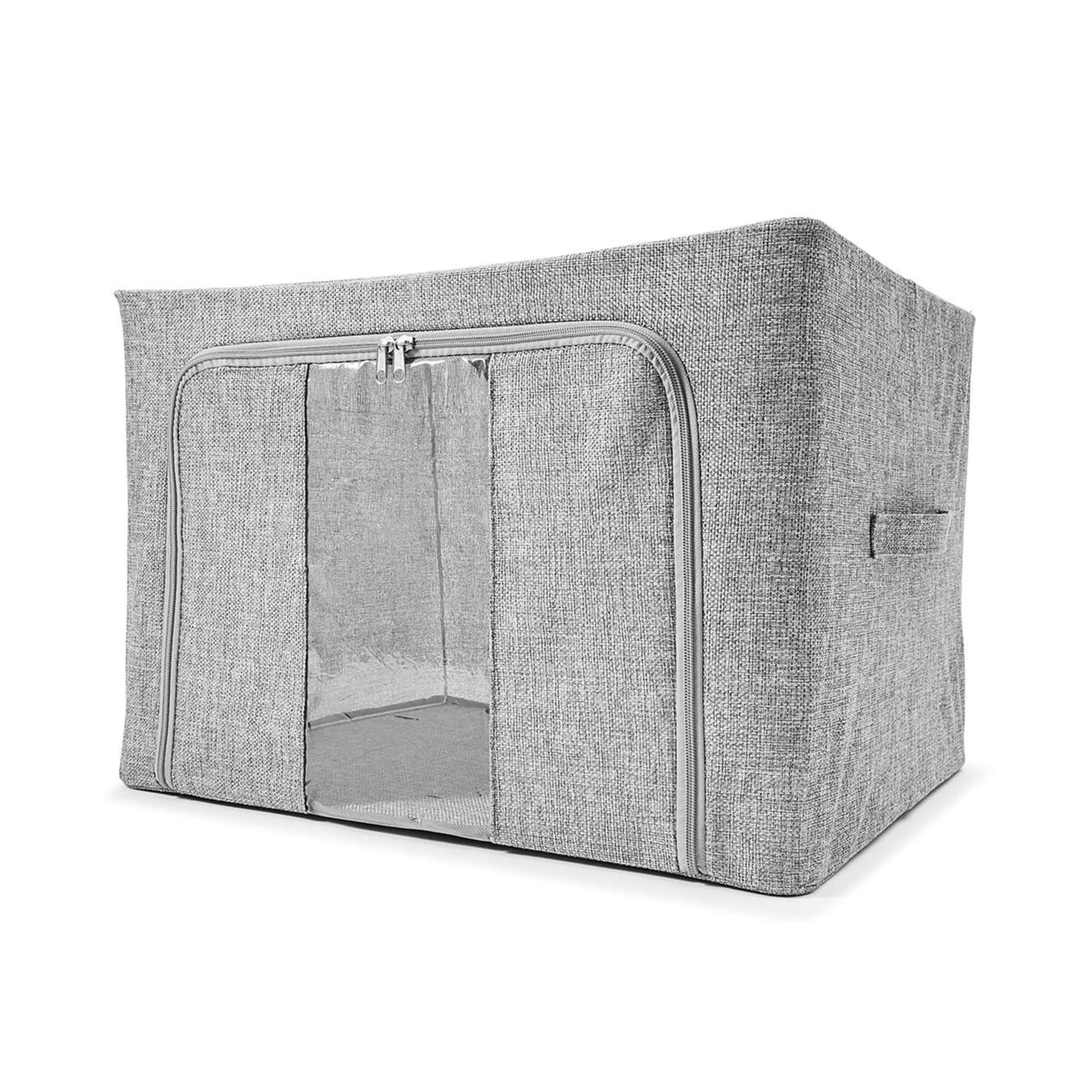 Linen Look Collapsible Box with Window - Large, Charcoal - Kmart