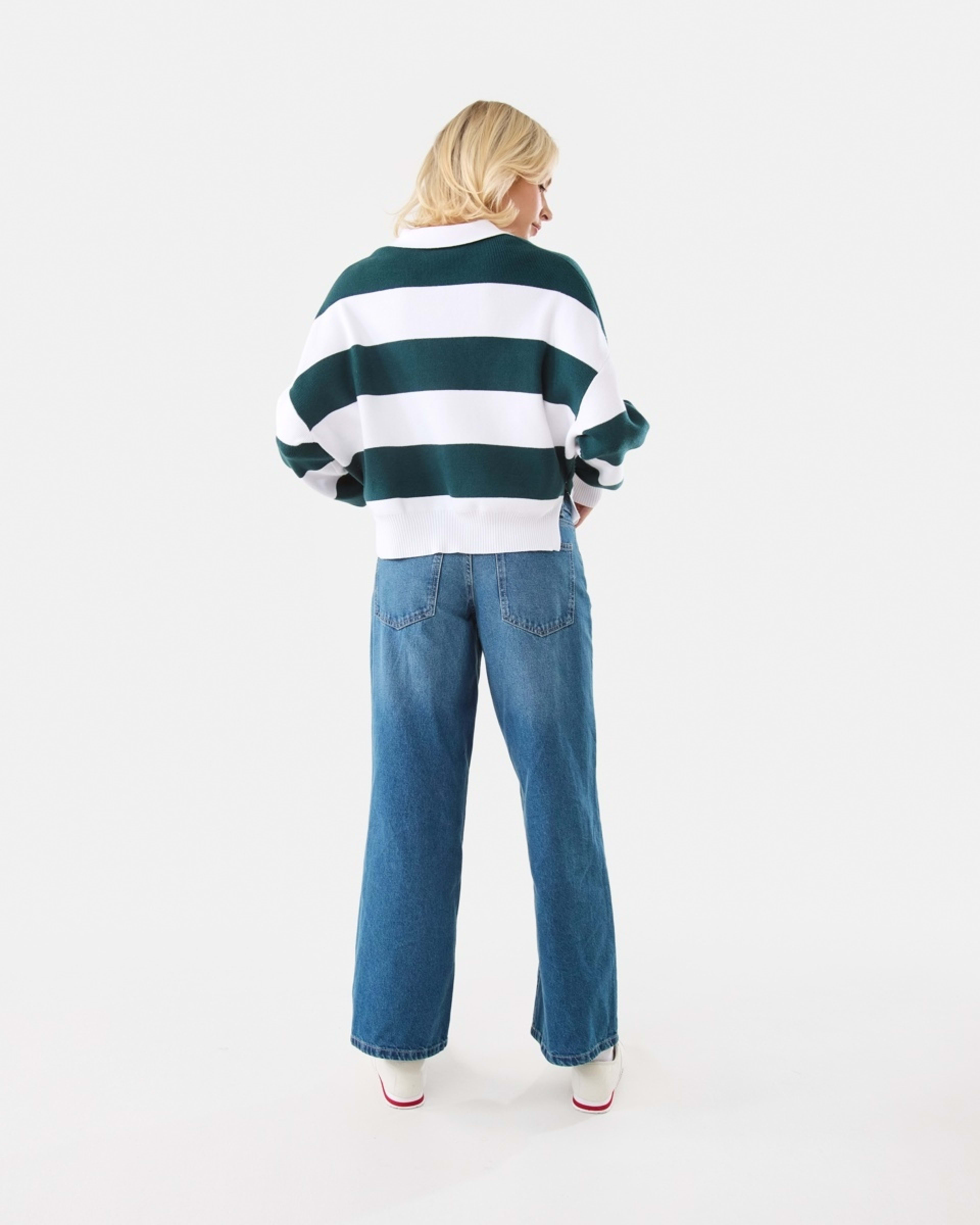 4 Polo Stripe Jumper Green Strp, 4 of 7