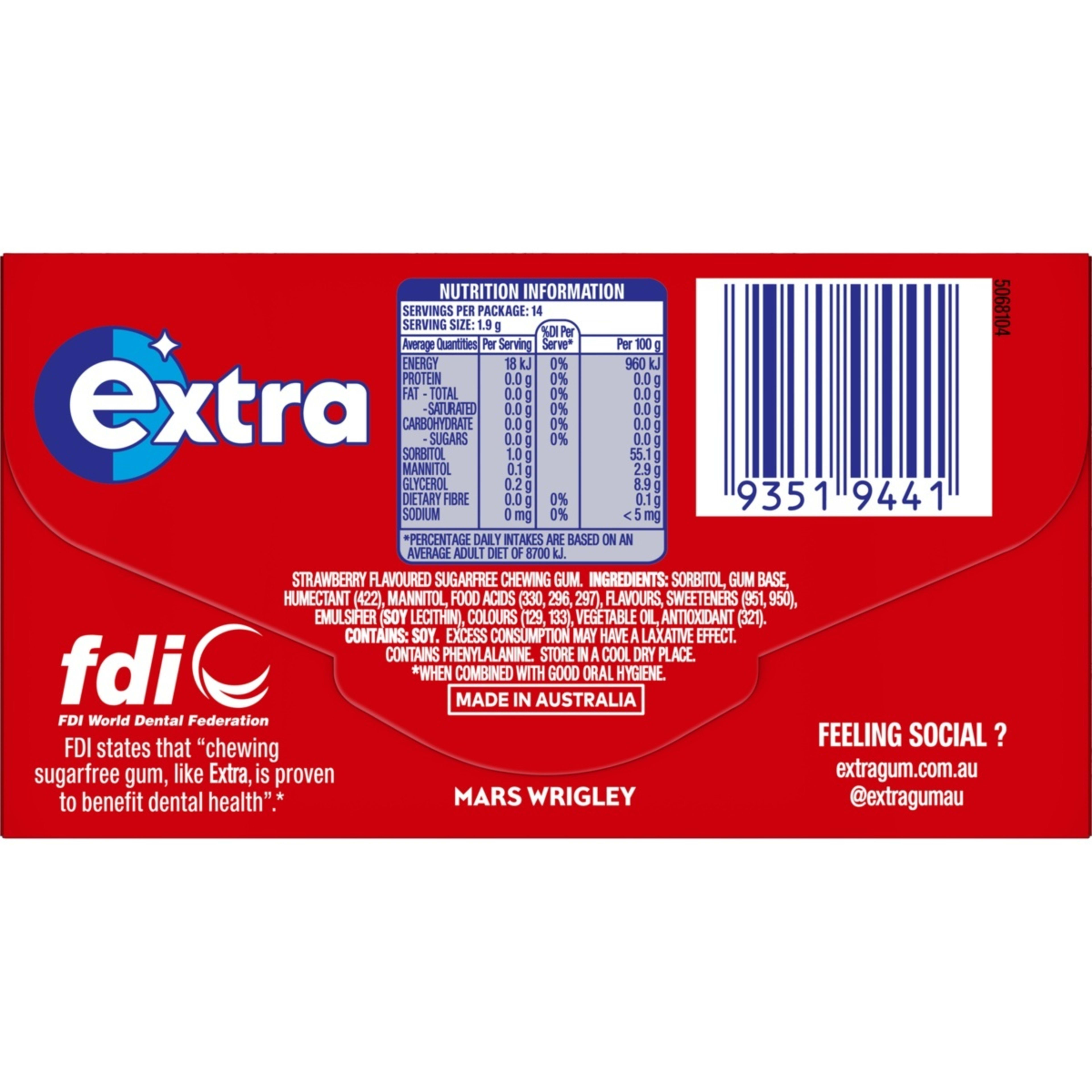 2 14 Piece Wrigley's Extra Strawberry Chewing Gum 27g, 2 of 5