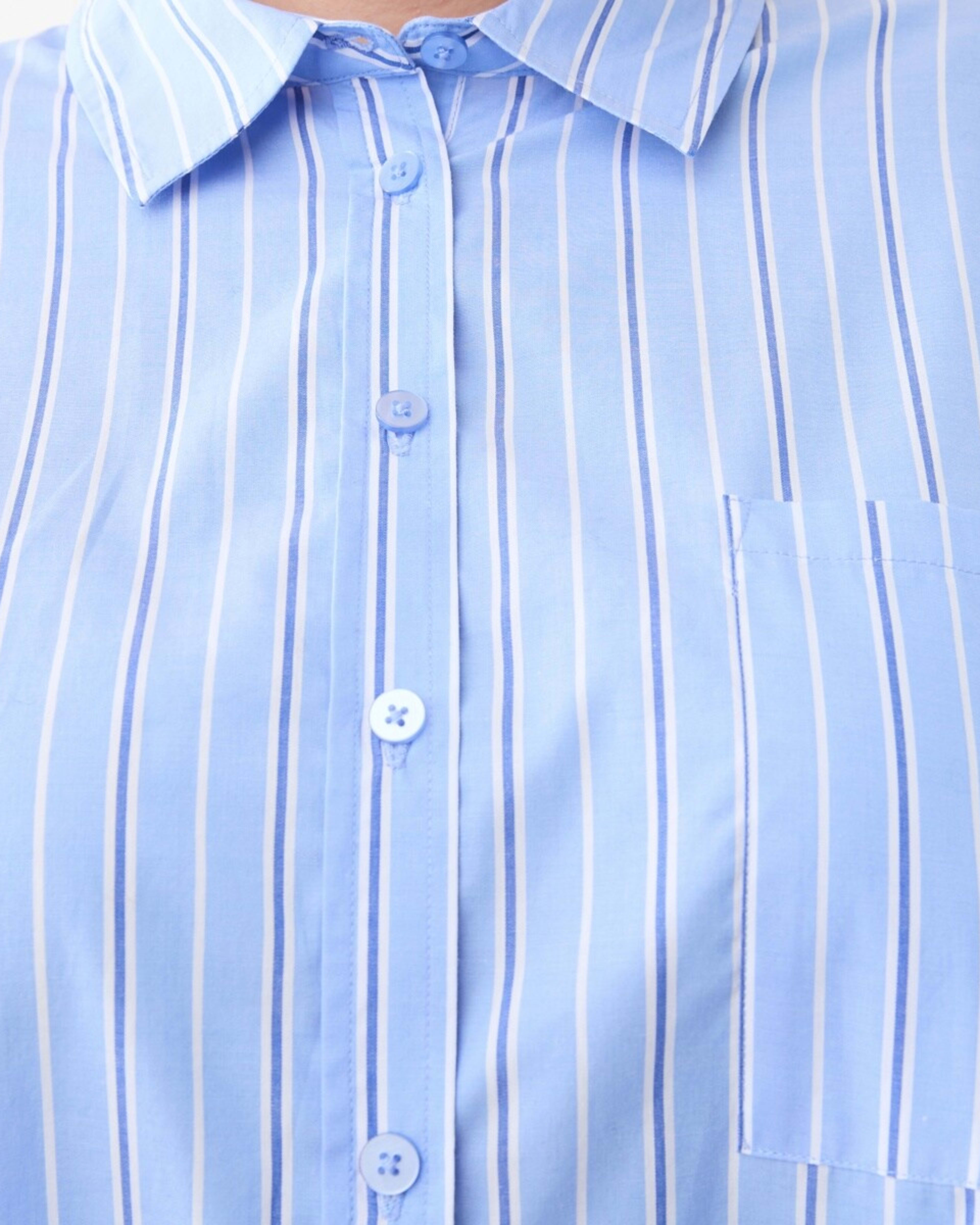 5 Curve Long Sleeve Boyfriend Shirt BLUE STRIPE BLUE MARINE, 5 of 5
