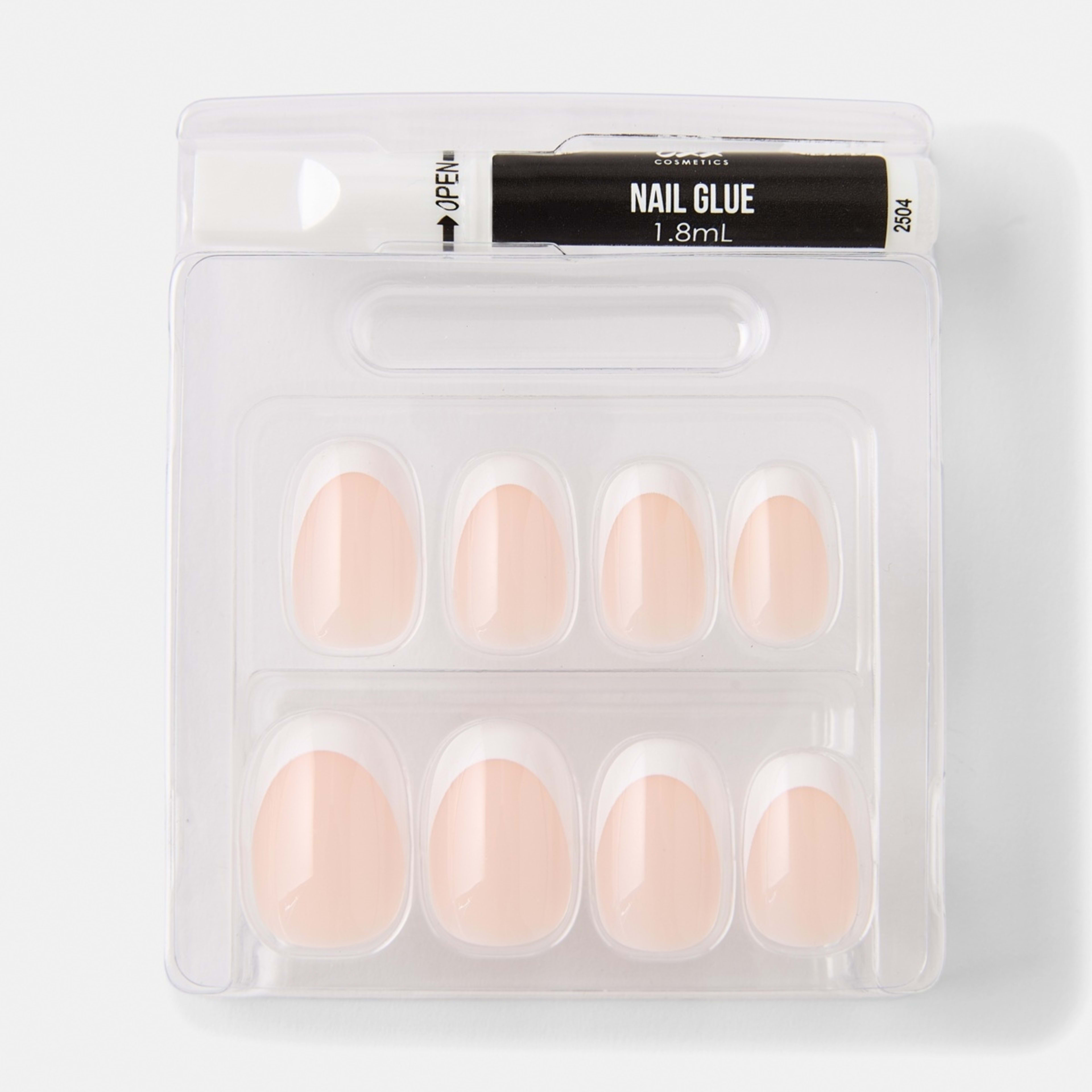 3 OXX Cosmetics 24 Pack Artificial Nails with Adhesive - Oval Shape, French Tip, 3 of 5