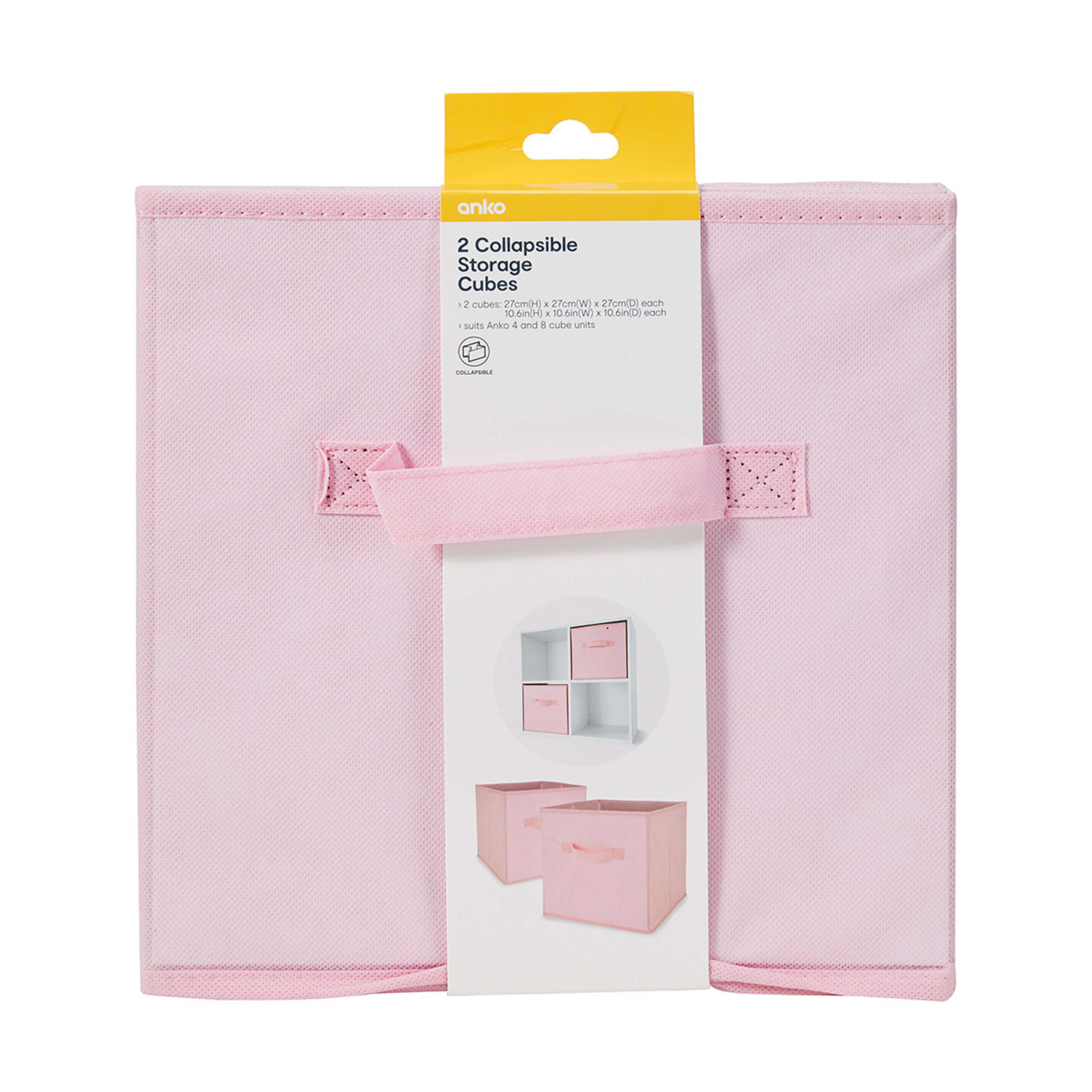2 Pack Collapsible Storage Cubes Pink Kmart