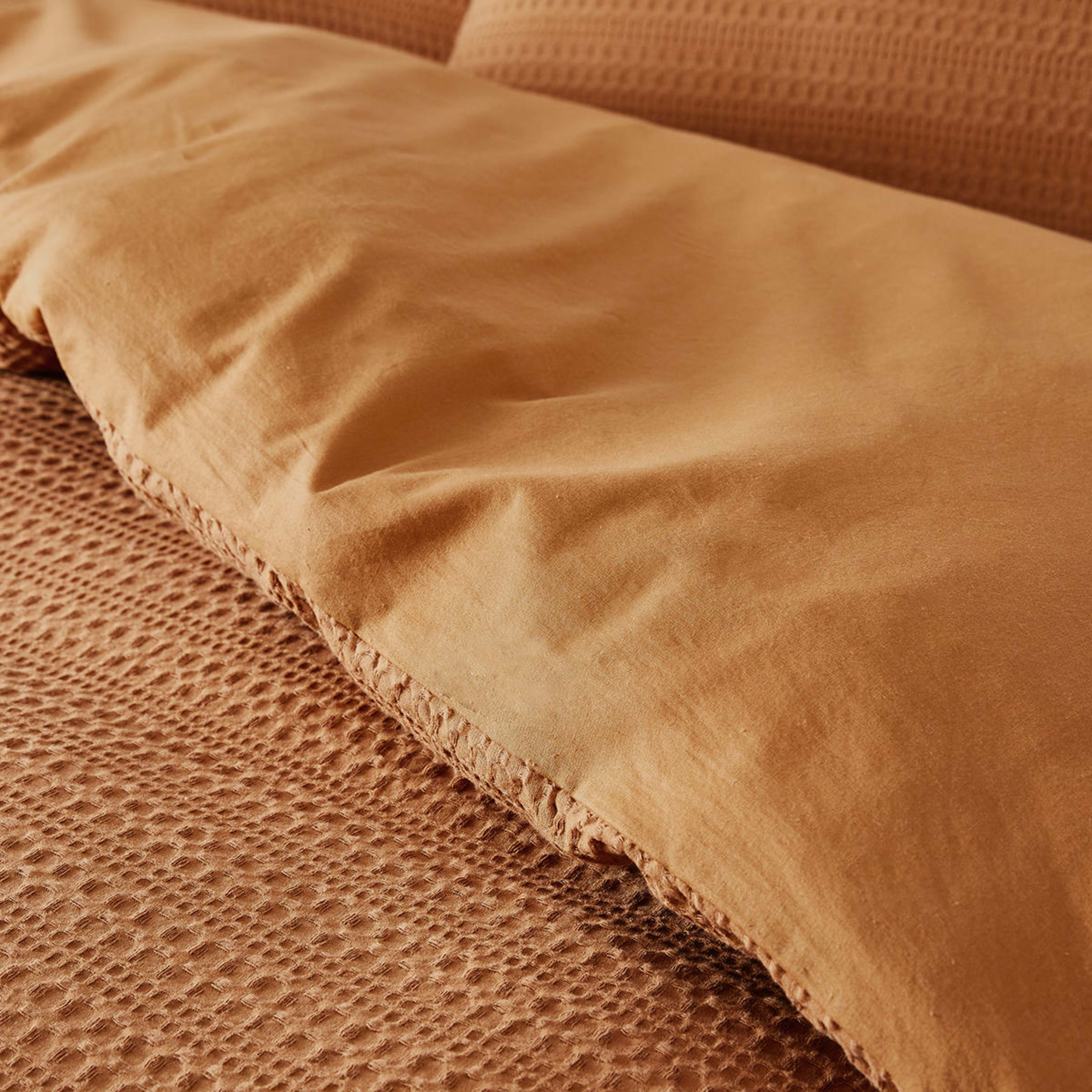 Makena Cotton Quilt Cover Set Queen Bed, Tan Kmart