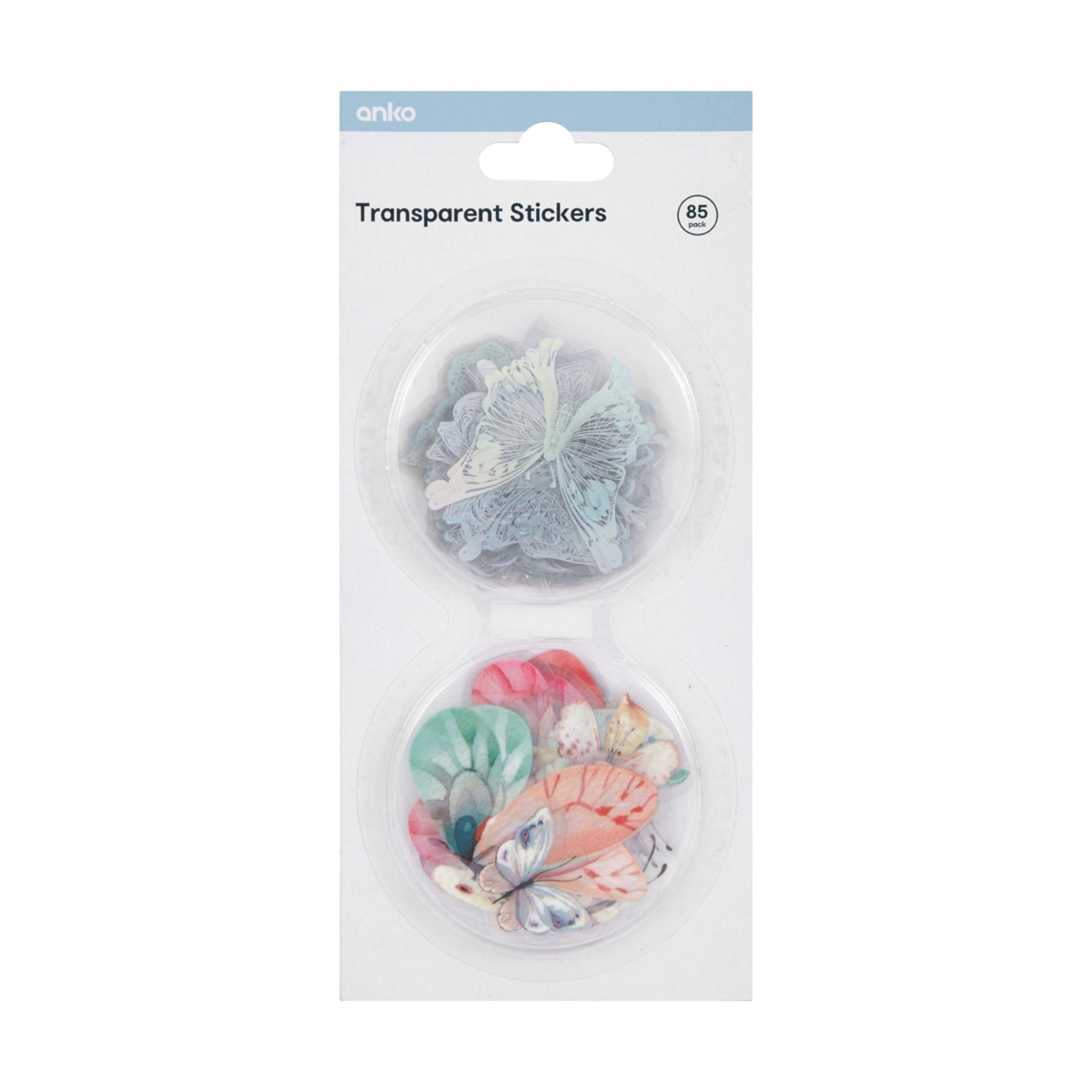 1 85 Pack Transparent Stickers - Butterfly