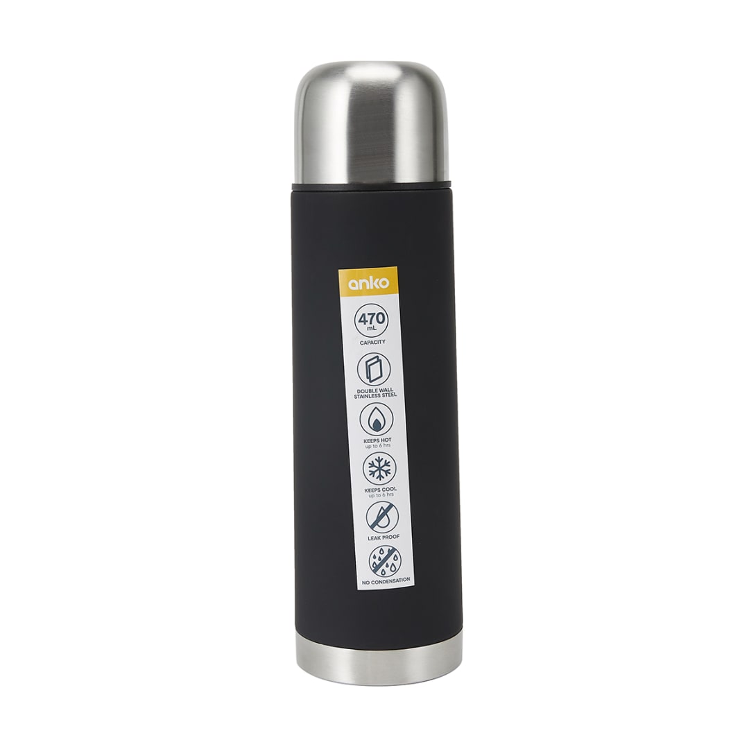 470ml Black Vacuum Flask Kmart