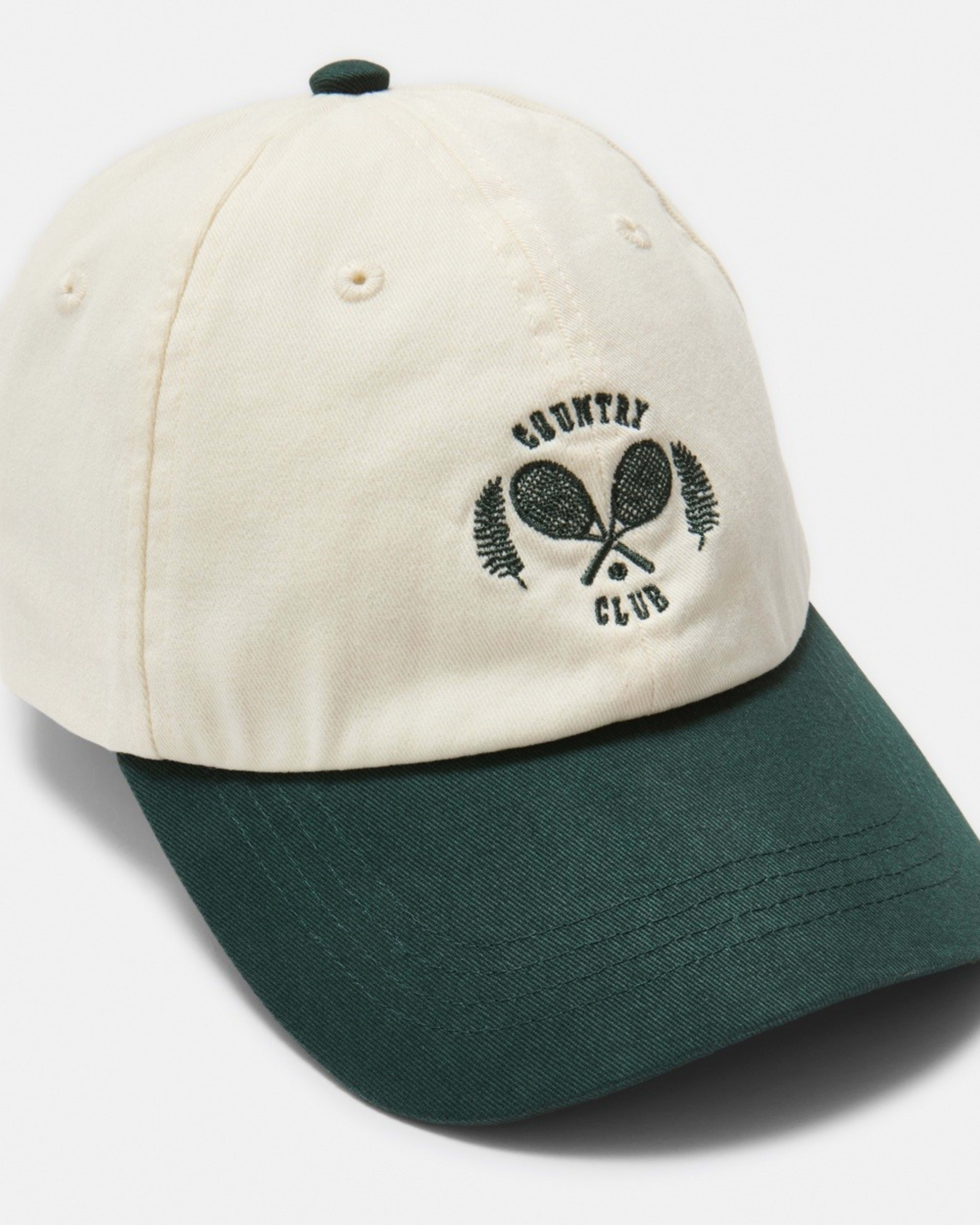 1 Unstructured Baseball Cap WHITE GREEN CAP, 1 of 4