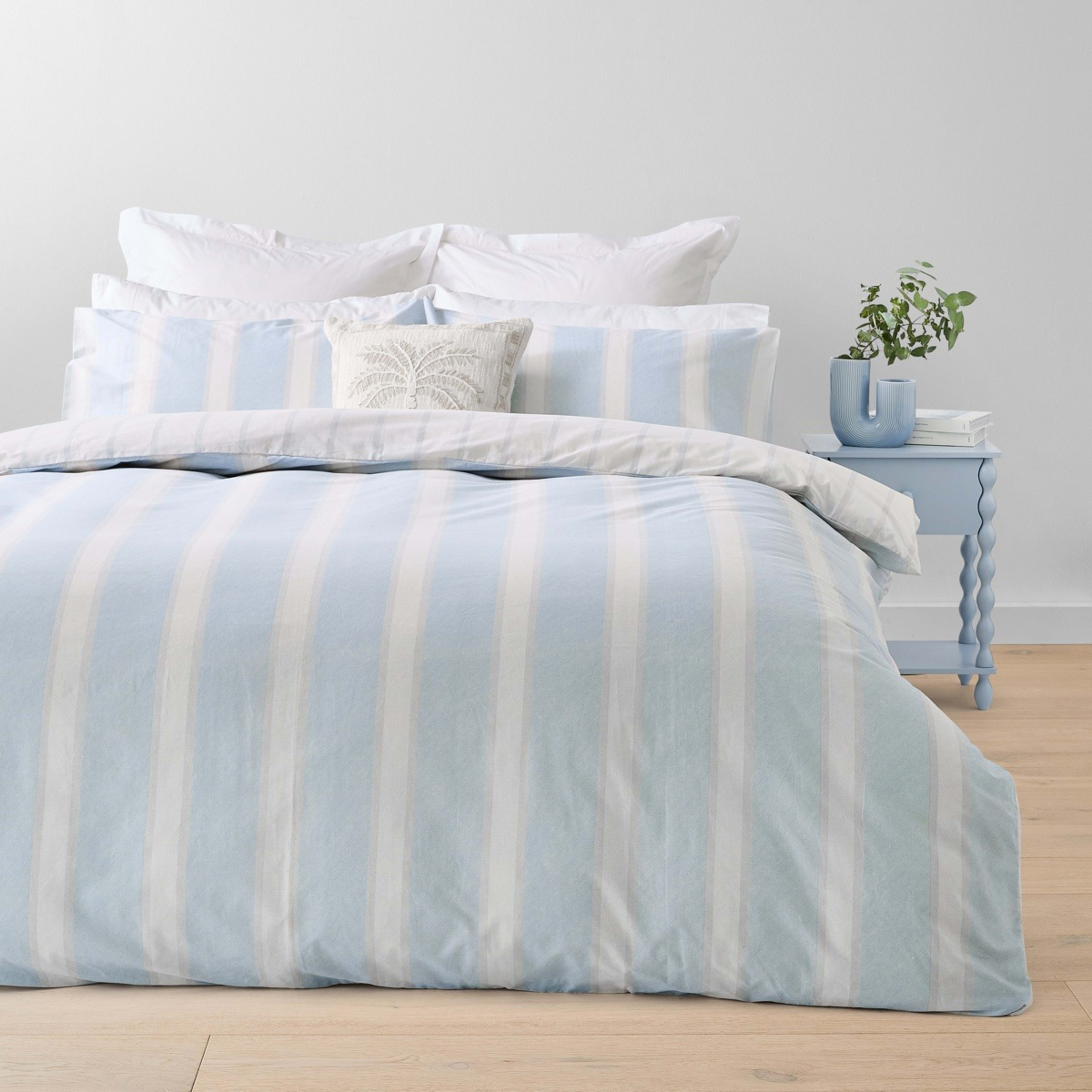 1 Cori Cotton Rich Reversible Quilt Cover Set - Double Bed, Blue