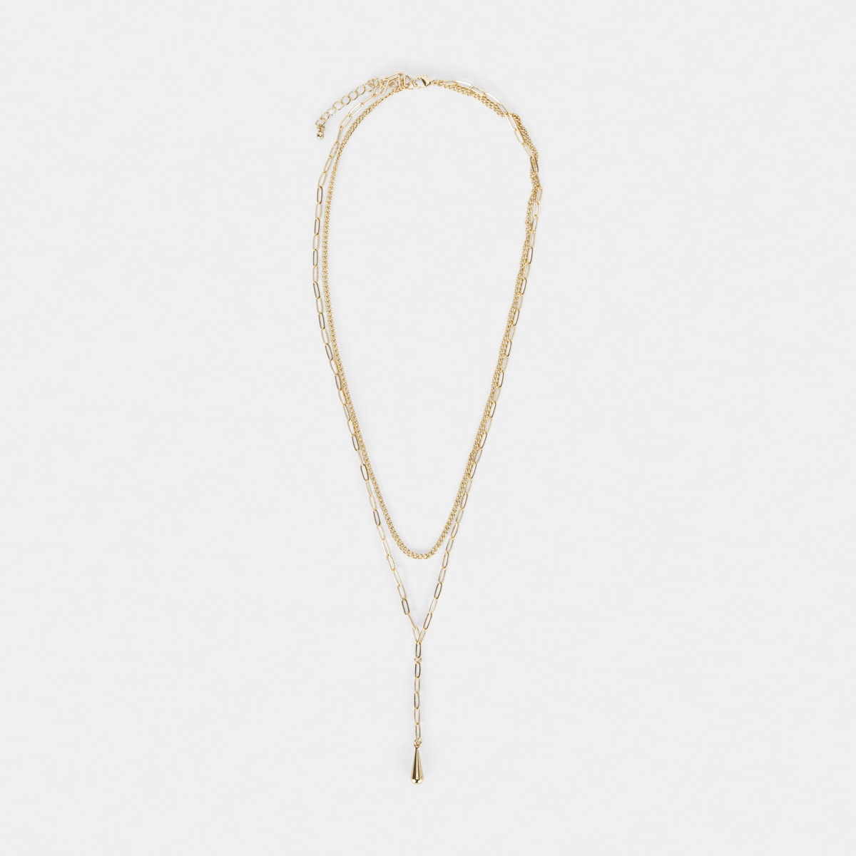 Multi Layered Necklace with Tear Drop Charm Gold Tone Kmart