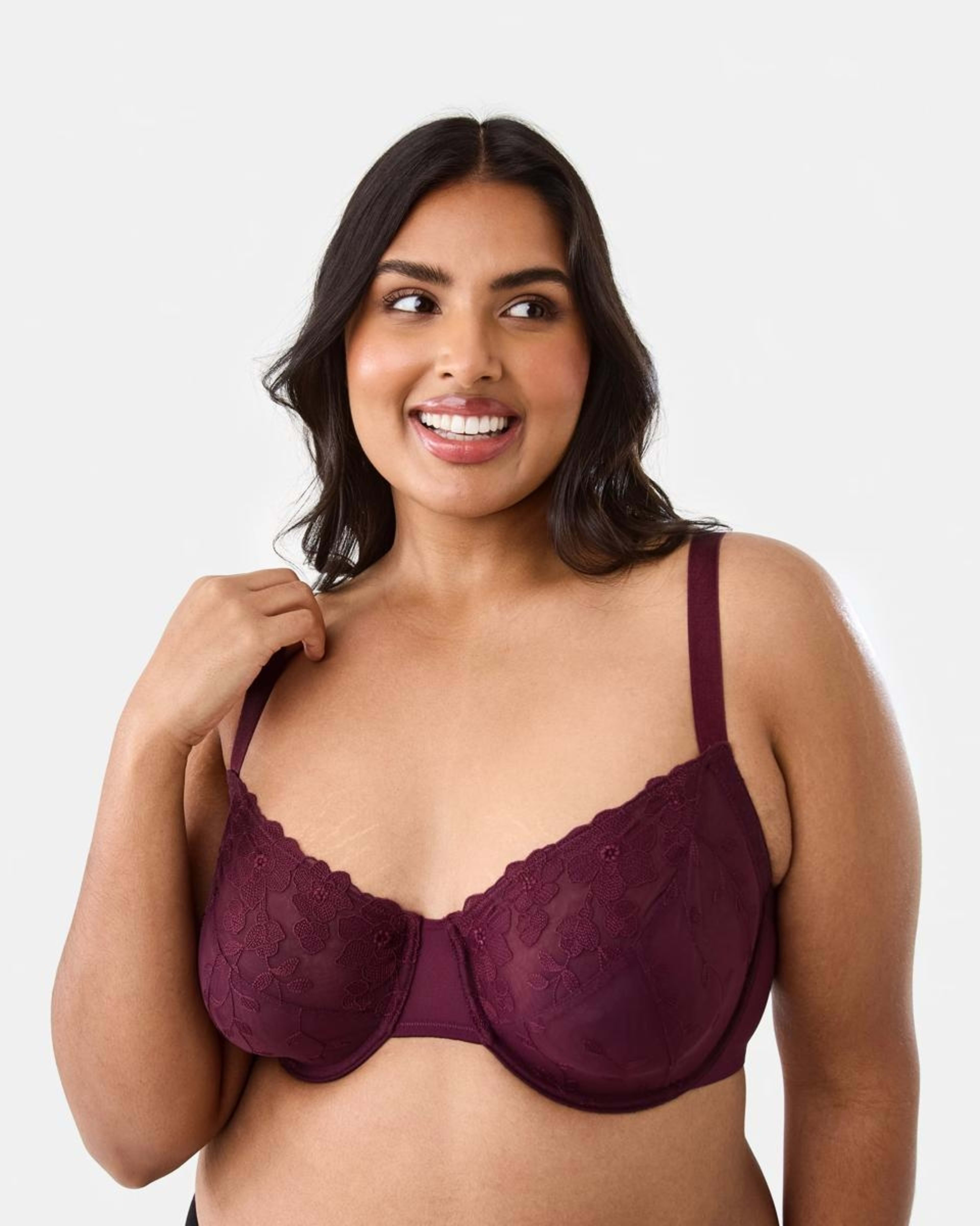 1 Full Figure Soft Cup Mesh Underwire Bra WINDSOR WINE