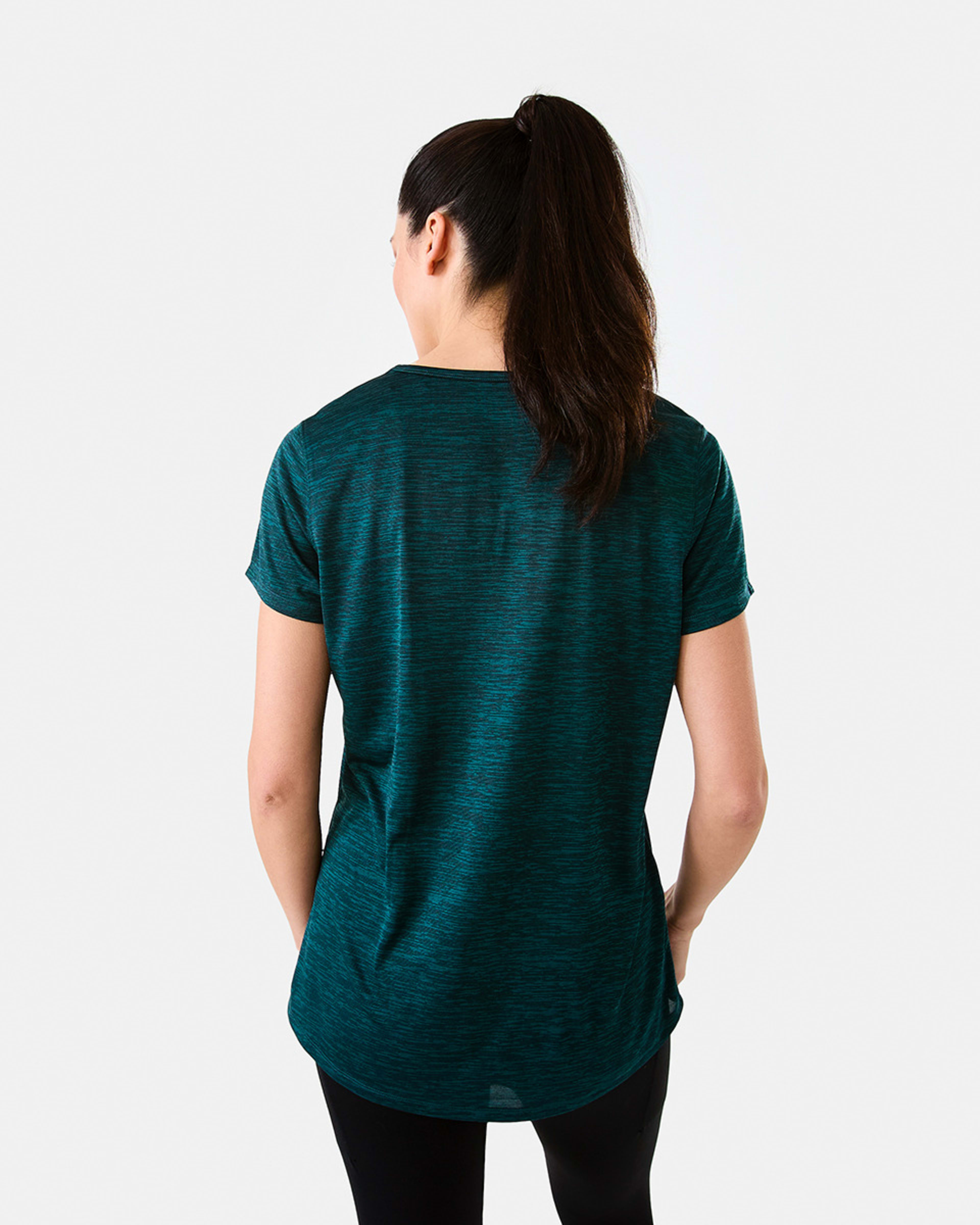 3 Active Womens Short Sleeve Core V-Neck T-shirt DEEP TEAL BLACK, 3 of 5