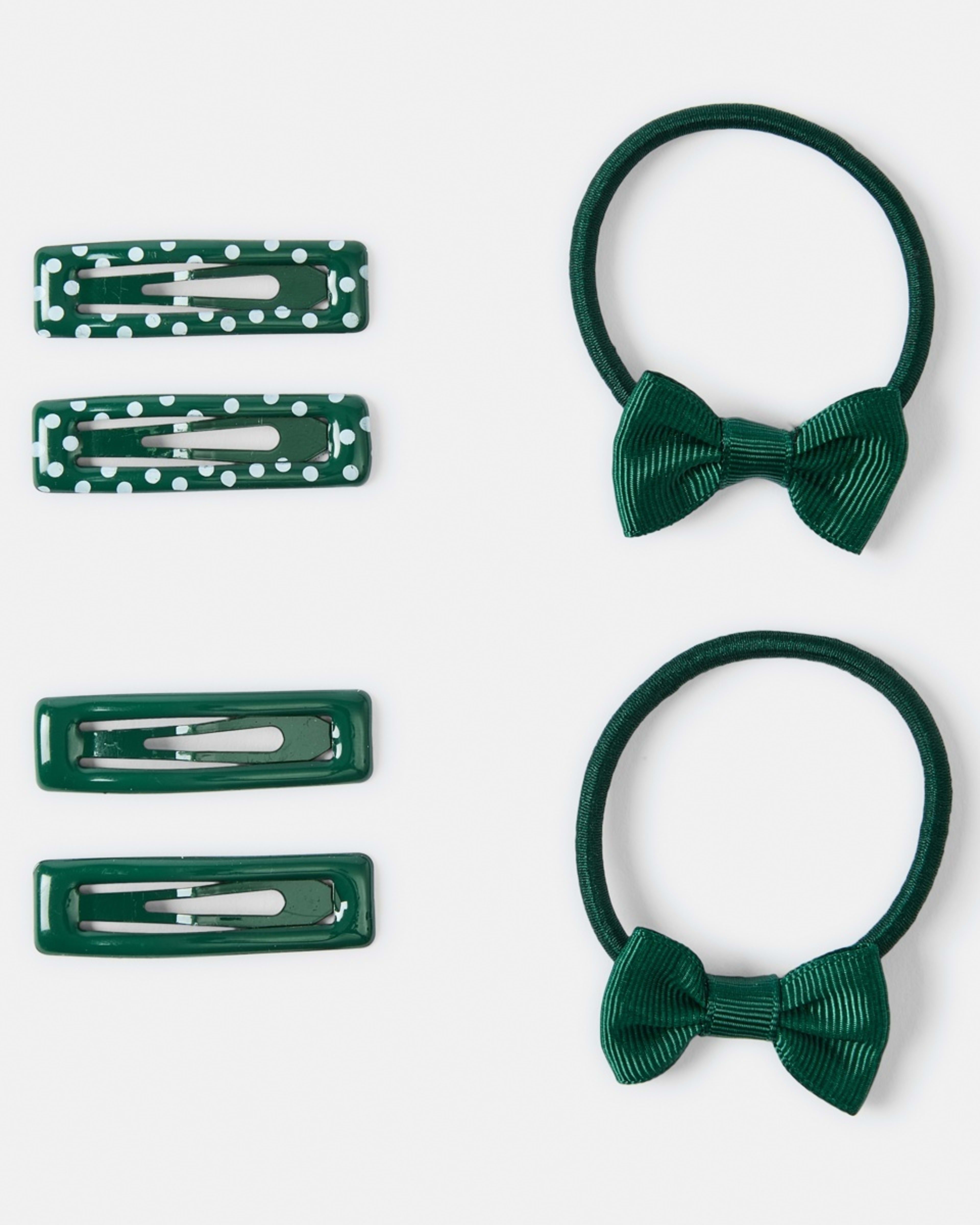 1 School Hair Clip and Mini Bow Hair Elastics Set Sycamore