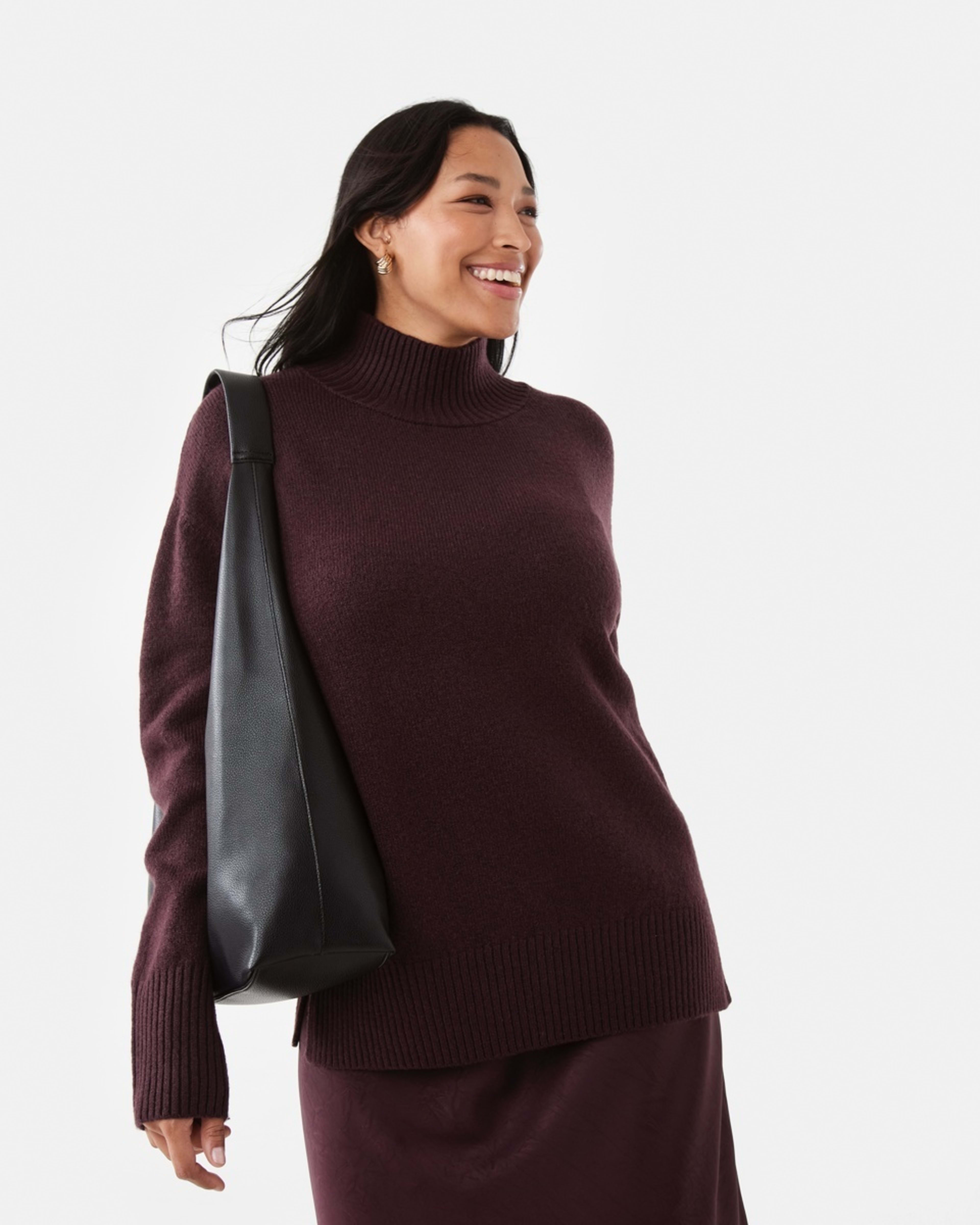 8 Funnel Split Hem Jumper Mulberry, 8 of 8