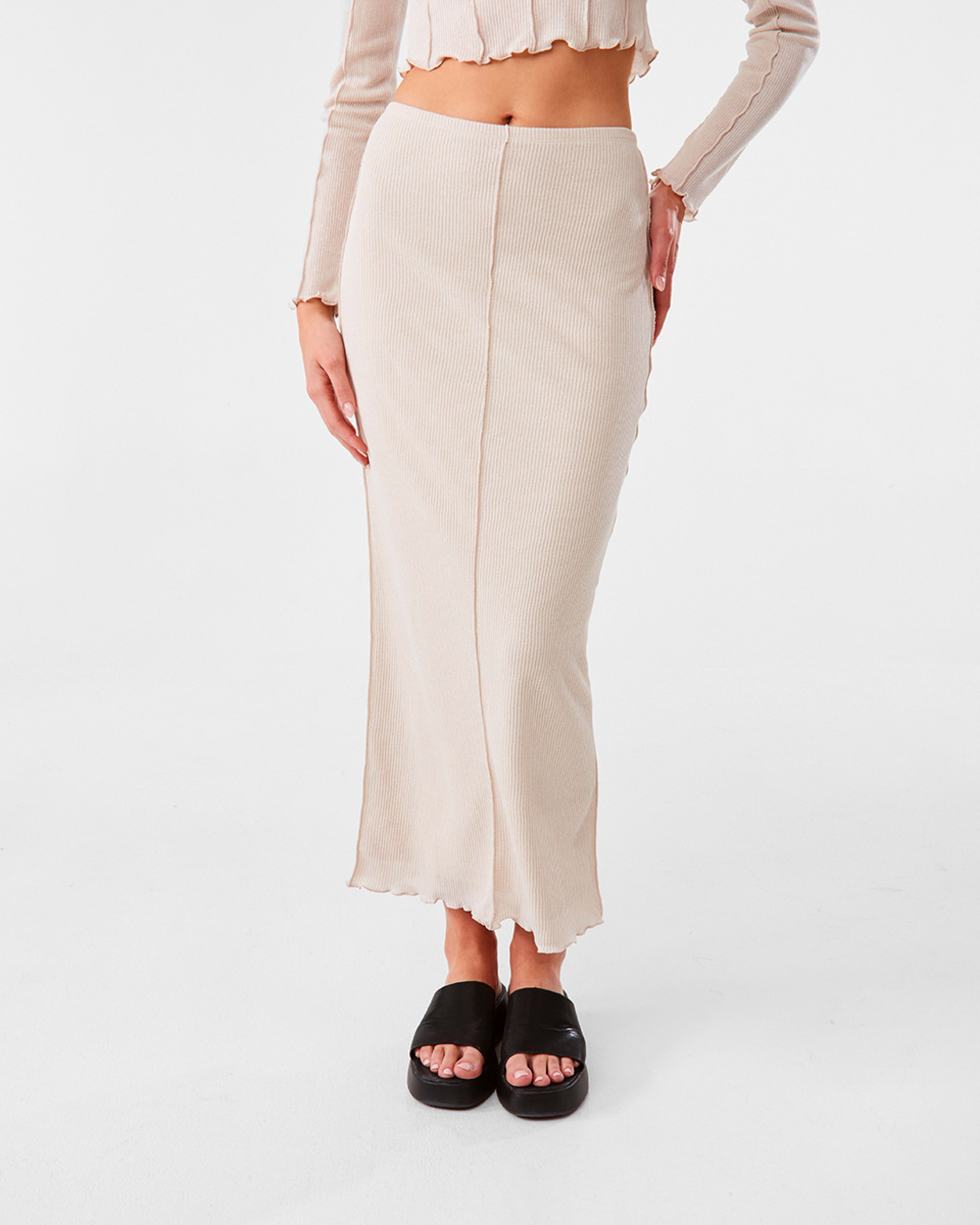 1 Rib Maxi Skirt Ecru, 1 of 10