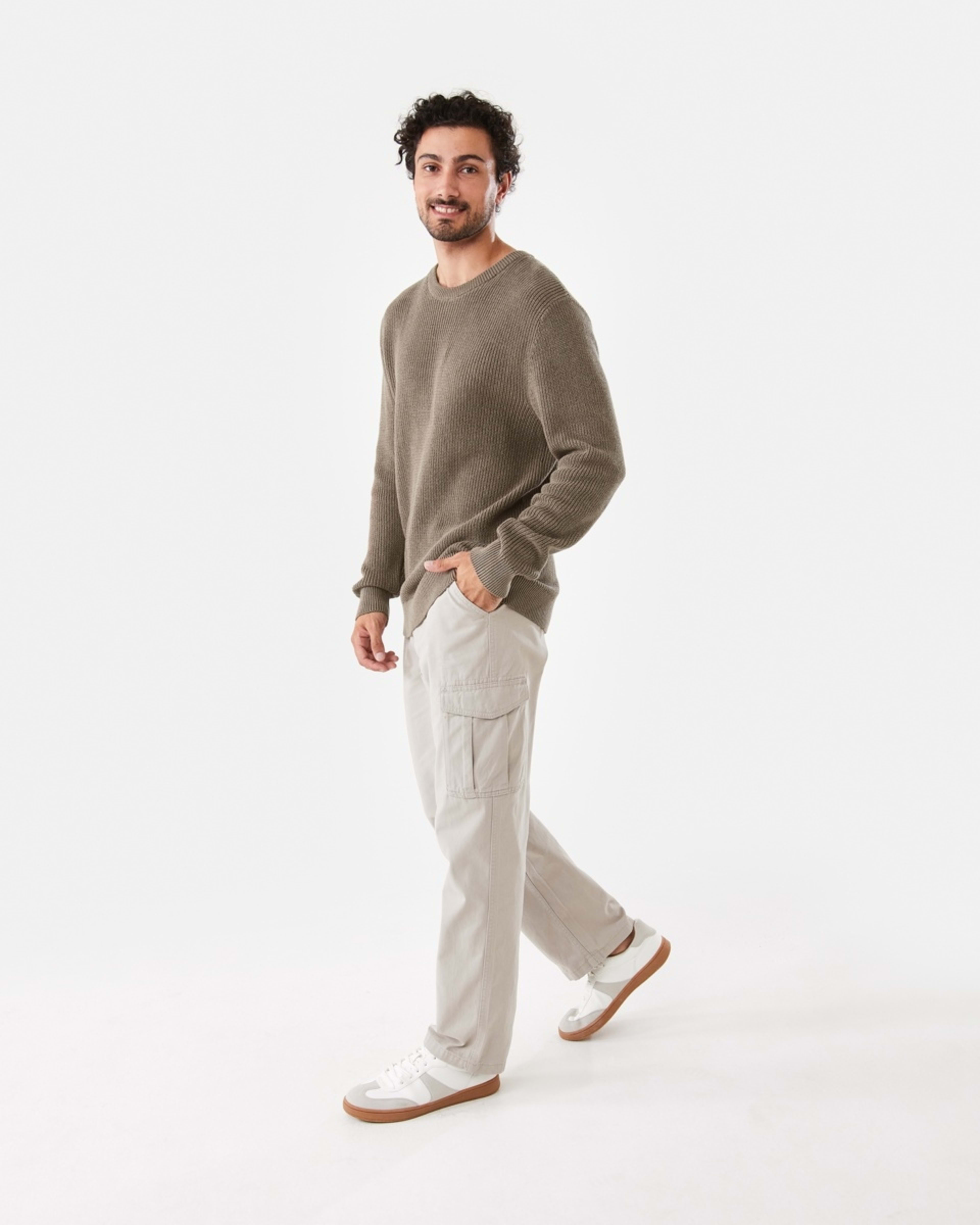 3 Textured Crew Knit Jumper Brn Eagle, 3 of 6