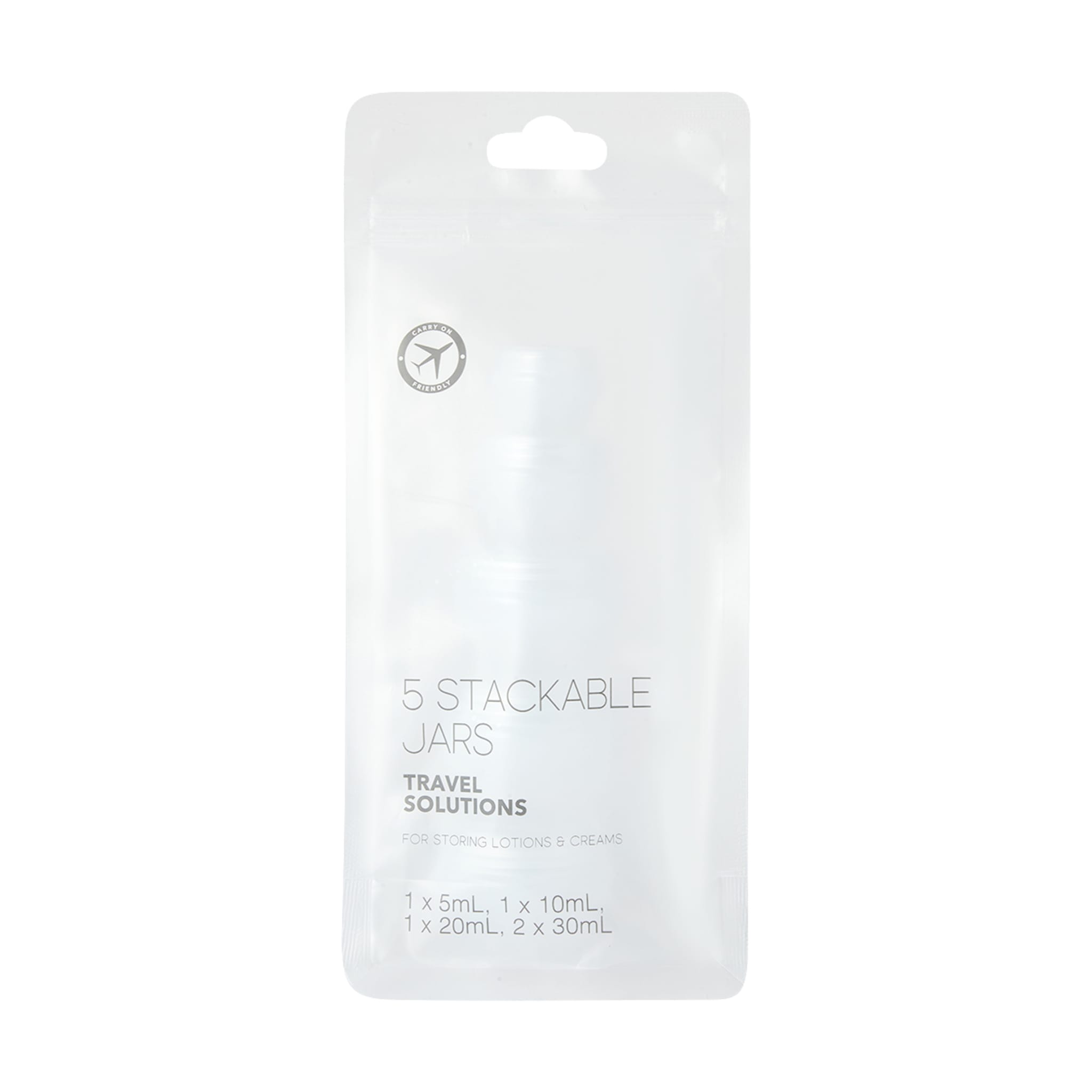 5 Pack Travel Solutions Stackable Jars Kmart