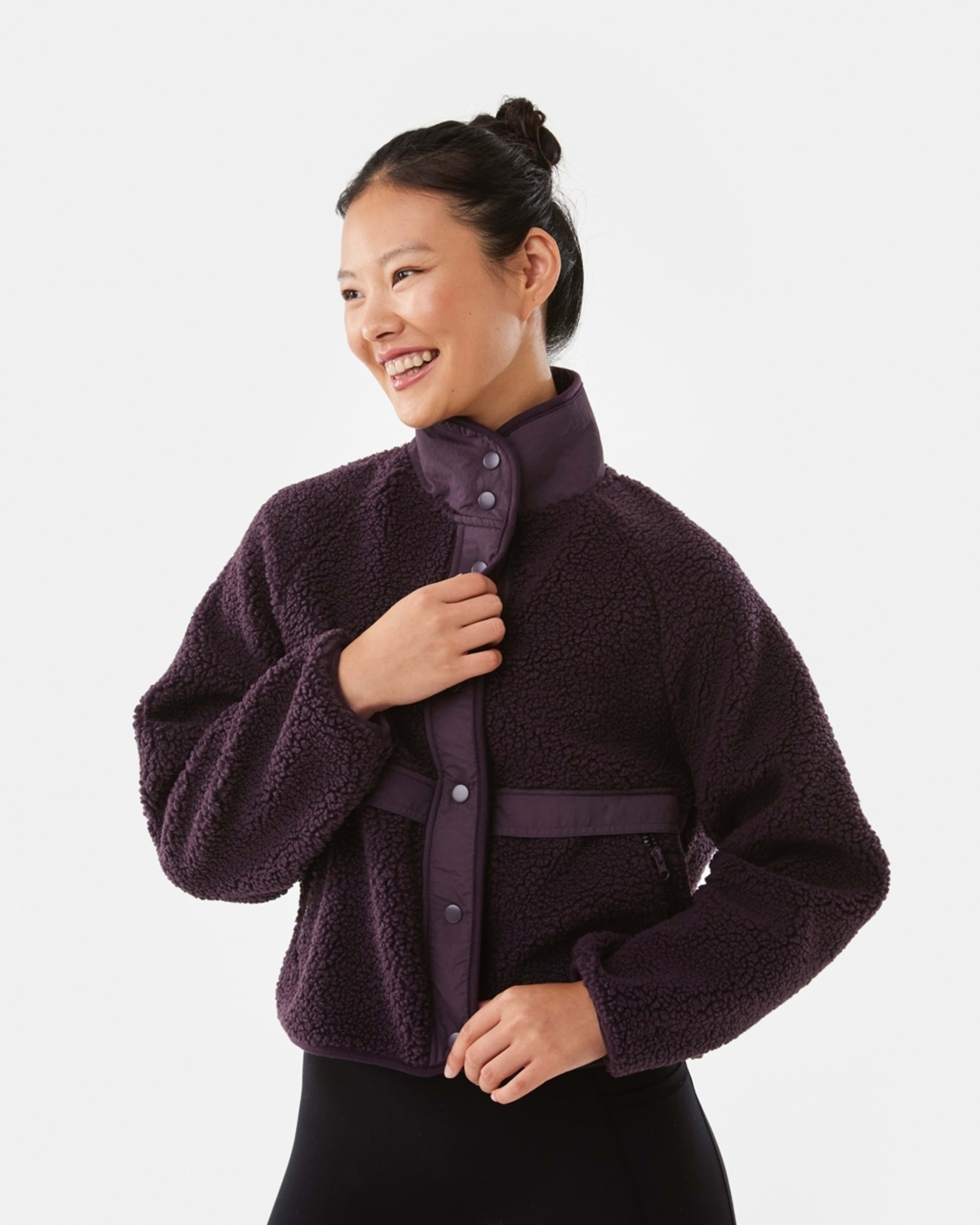 2 Active Womens Sherpa Patch Jacket Pur Raisin, 2 of 8