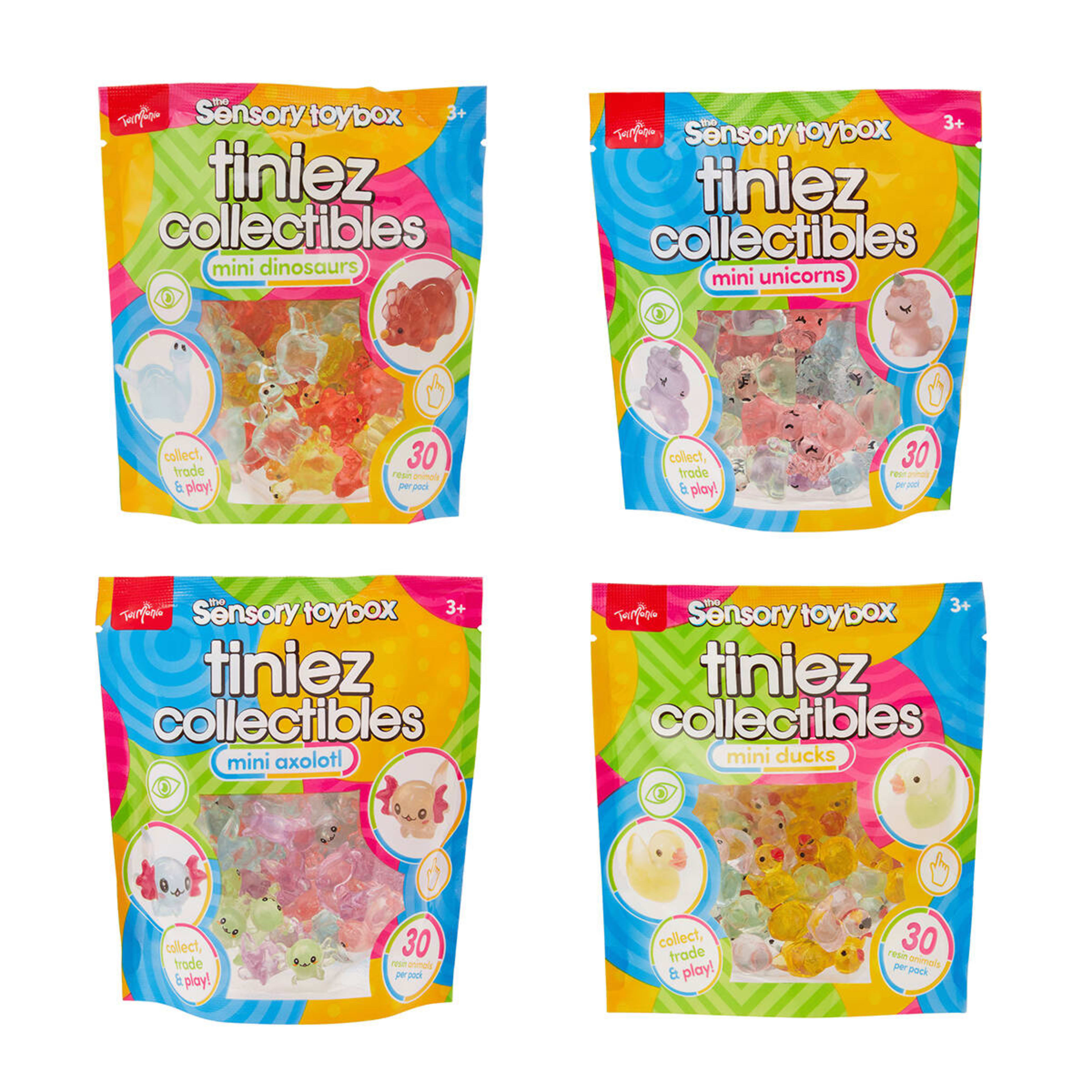 1 30 Pack ToyMania The Sensory Toy Box Tiniez Collectibles Mini Axolotl - Assorted