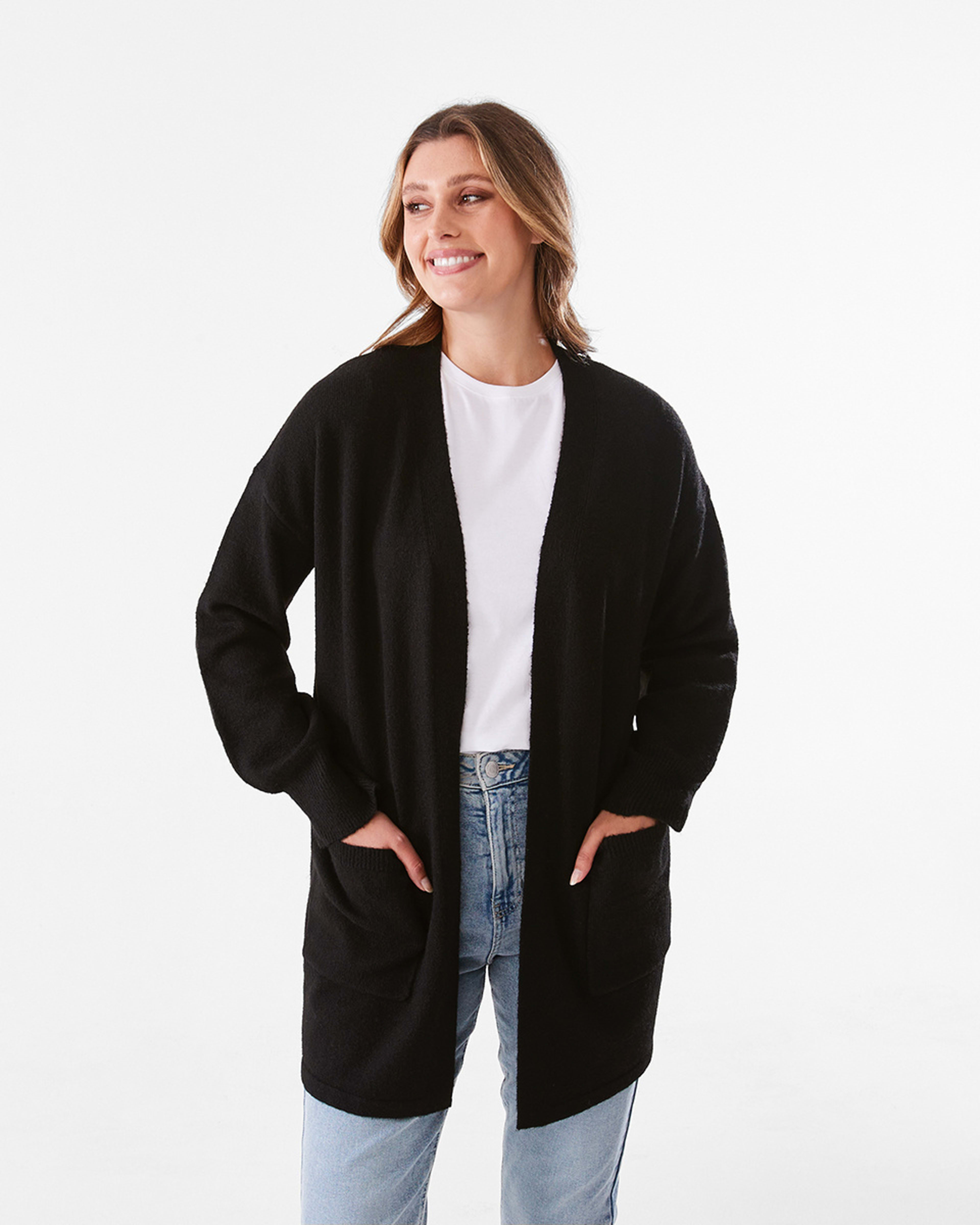 1 Balloon Sleeve Cardigan Black, 1 of 6