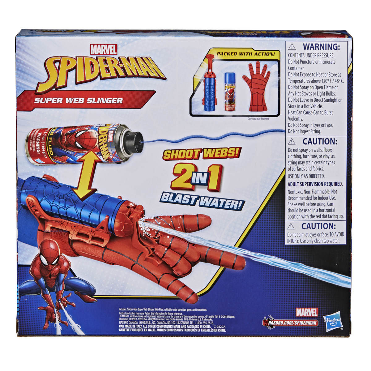 Marvel Spiderman Super  Slinger Glove With Water Cartridge & Spidey