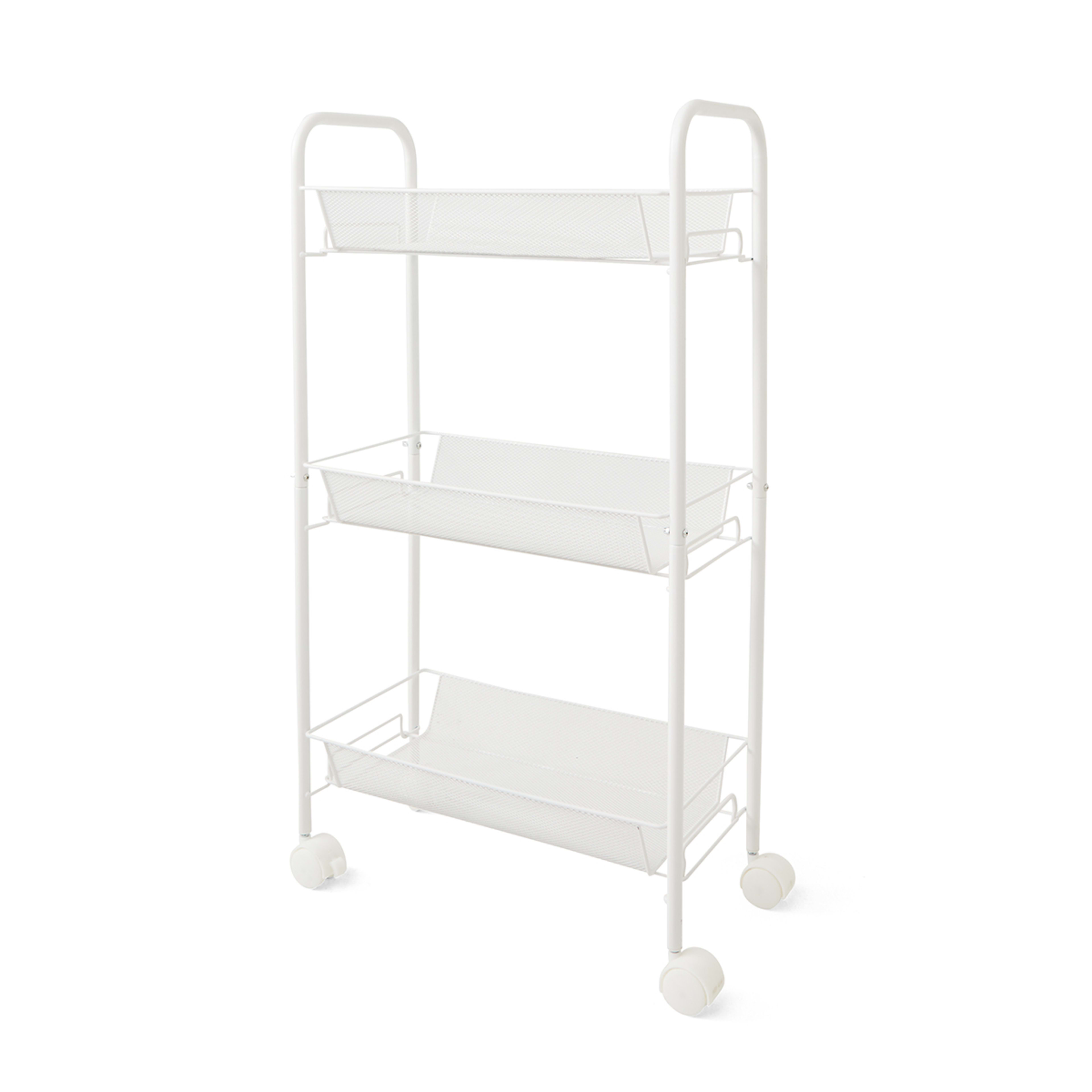 Slim Line Metal Trolley - White - Kmart