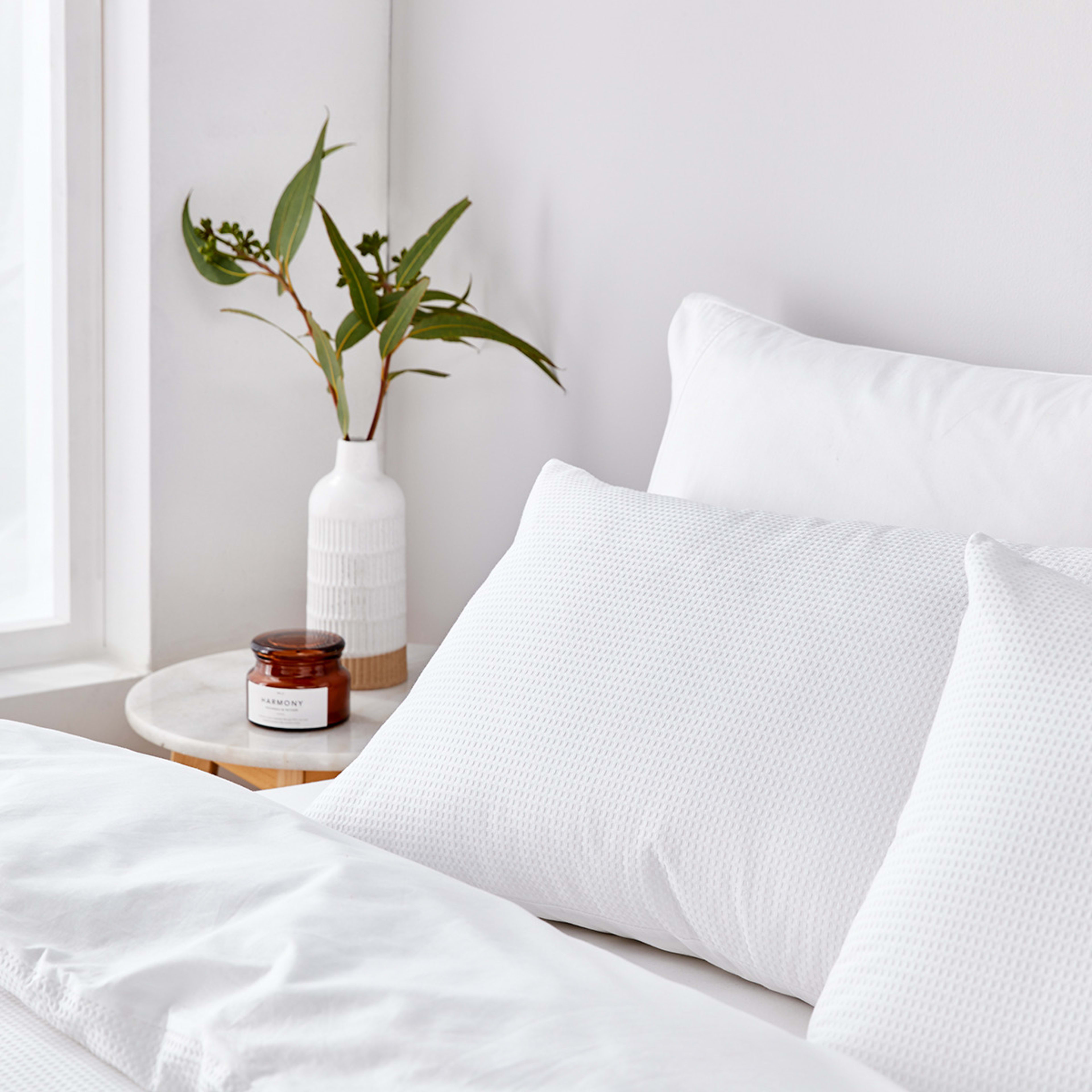 Waffle Cotton Quilt Cover Set Double Bed, White Kmart