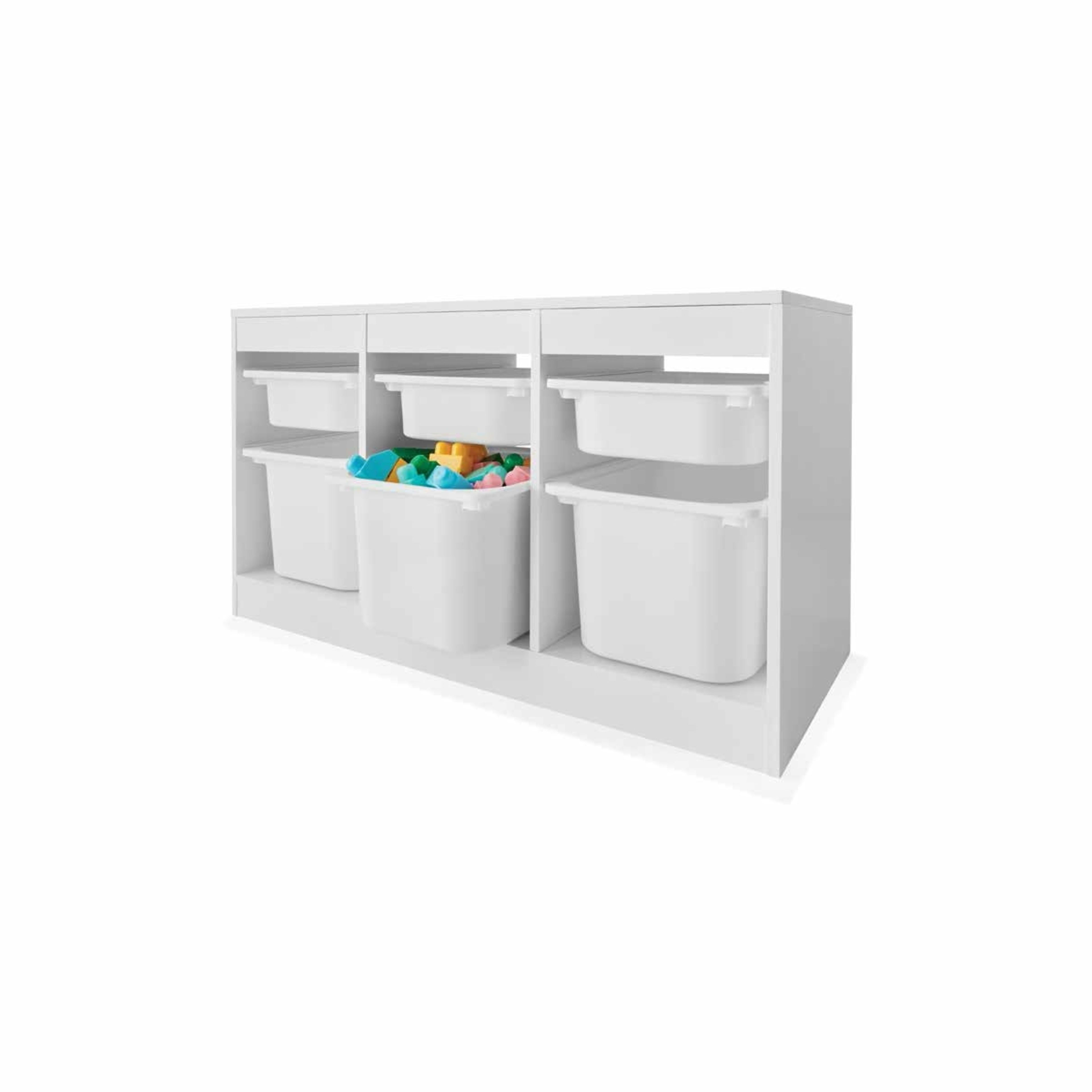 1 Kids Storage Unit with 6 Tubs - White