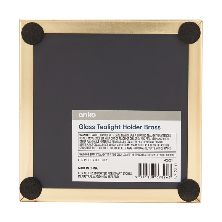 Glass Tealight Holder Brass Look Kmart NZ