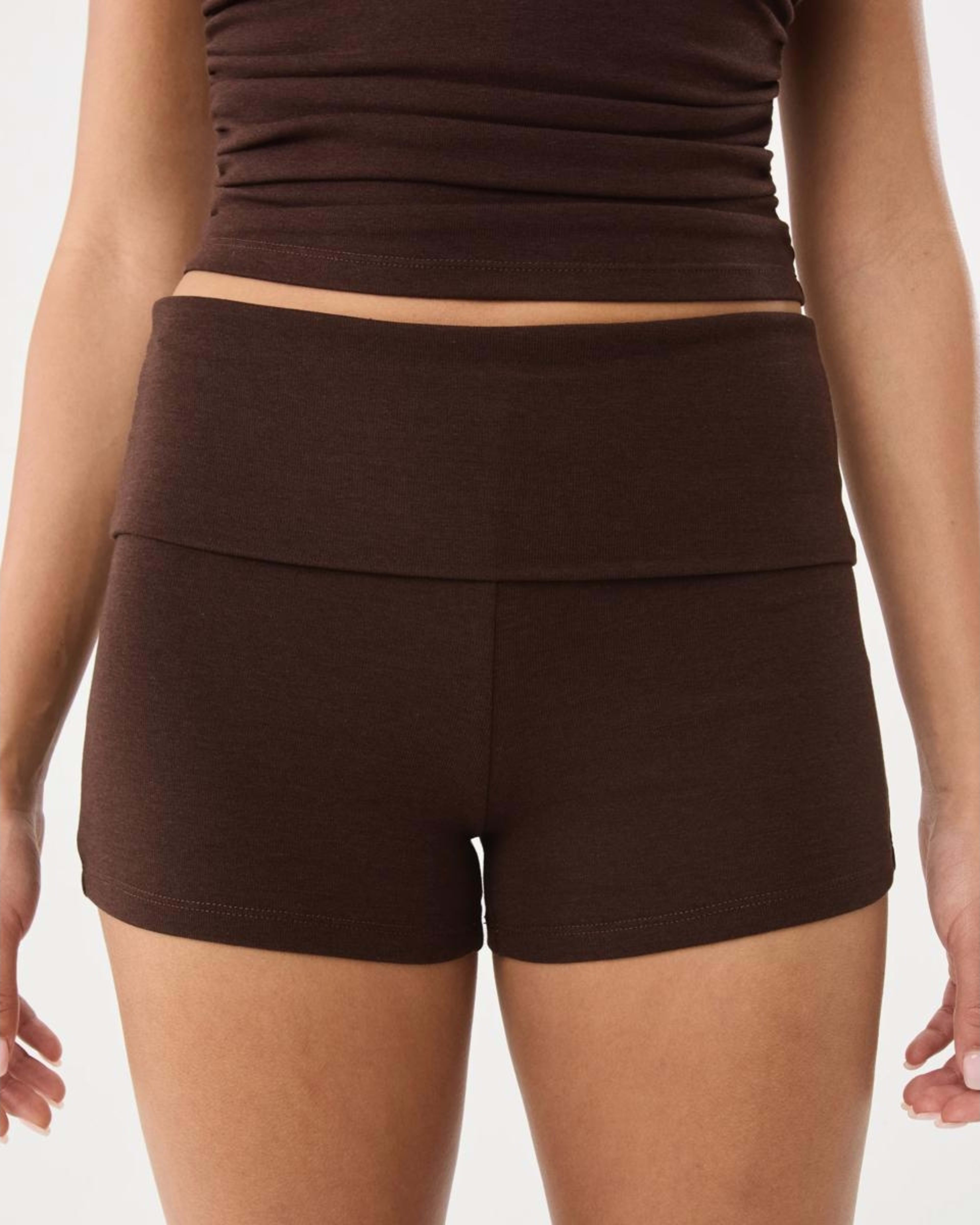 1 Fold Over Mini Shorts Melt Brown, 1 of 6