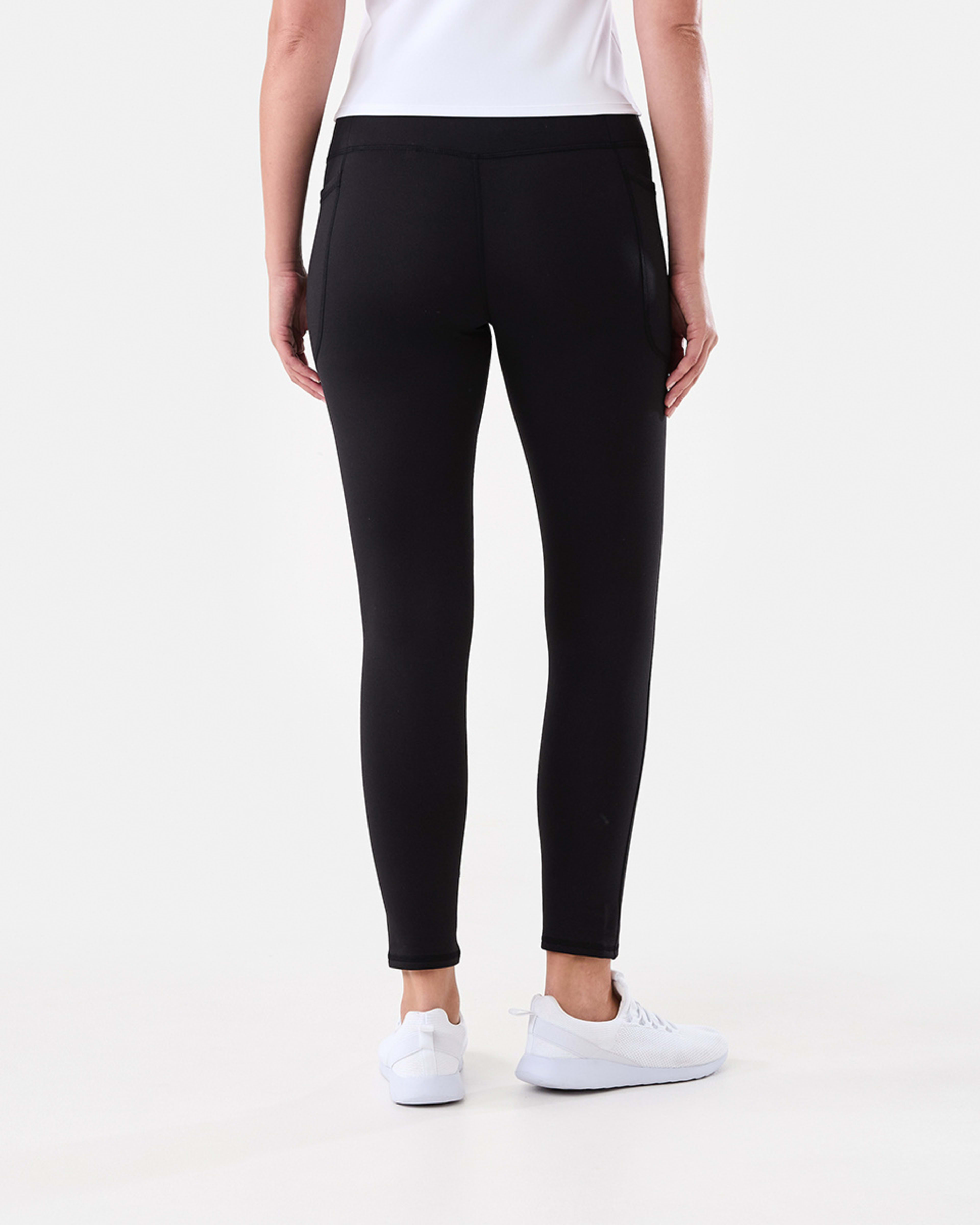 3 Active Womens Full Length Fleece Leggings BLACK, 3 of 5