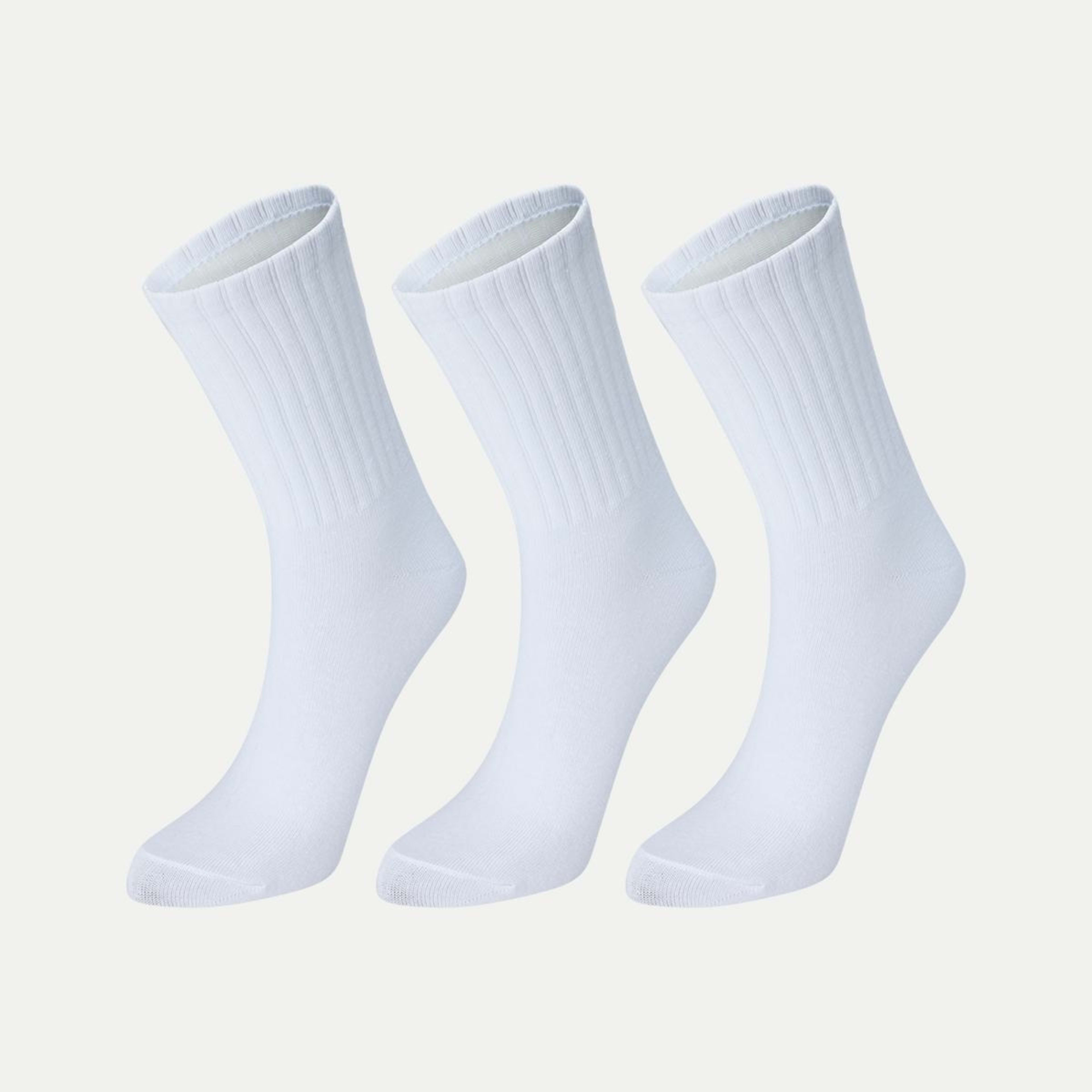 1 3 Pack Chunky Ribbed Full Crew Socks White, 1 of 3
