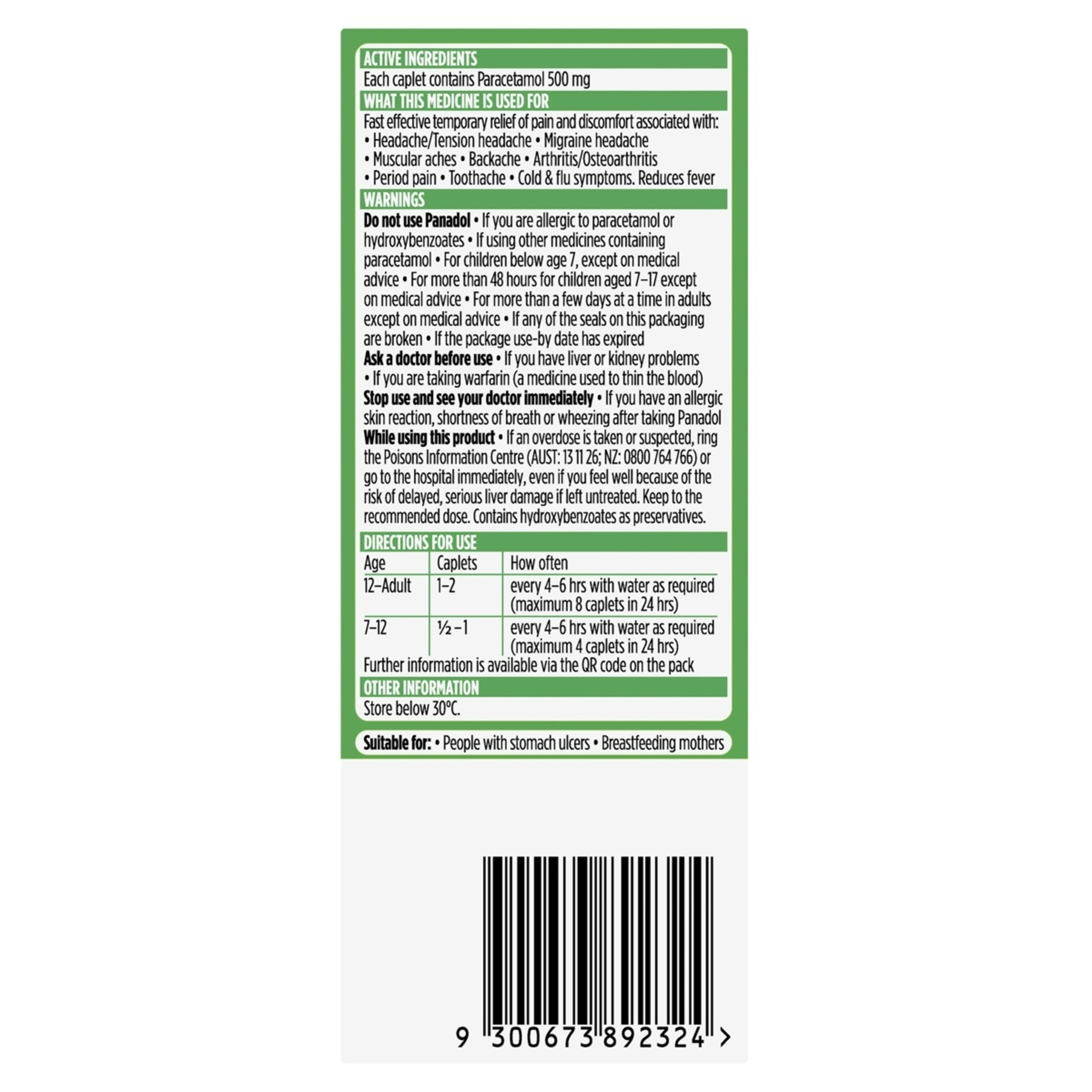 3 16 Pack Panadol Optizorb Paracetamol 500mg, 3 of 9